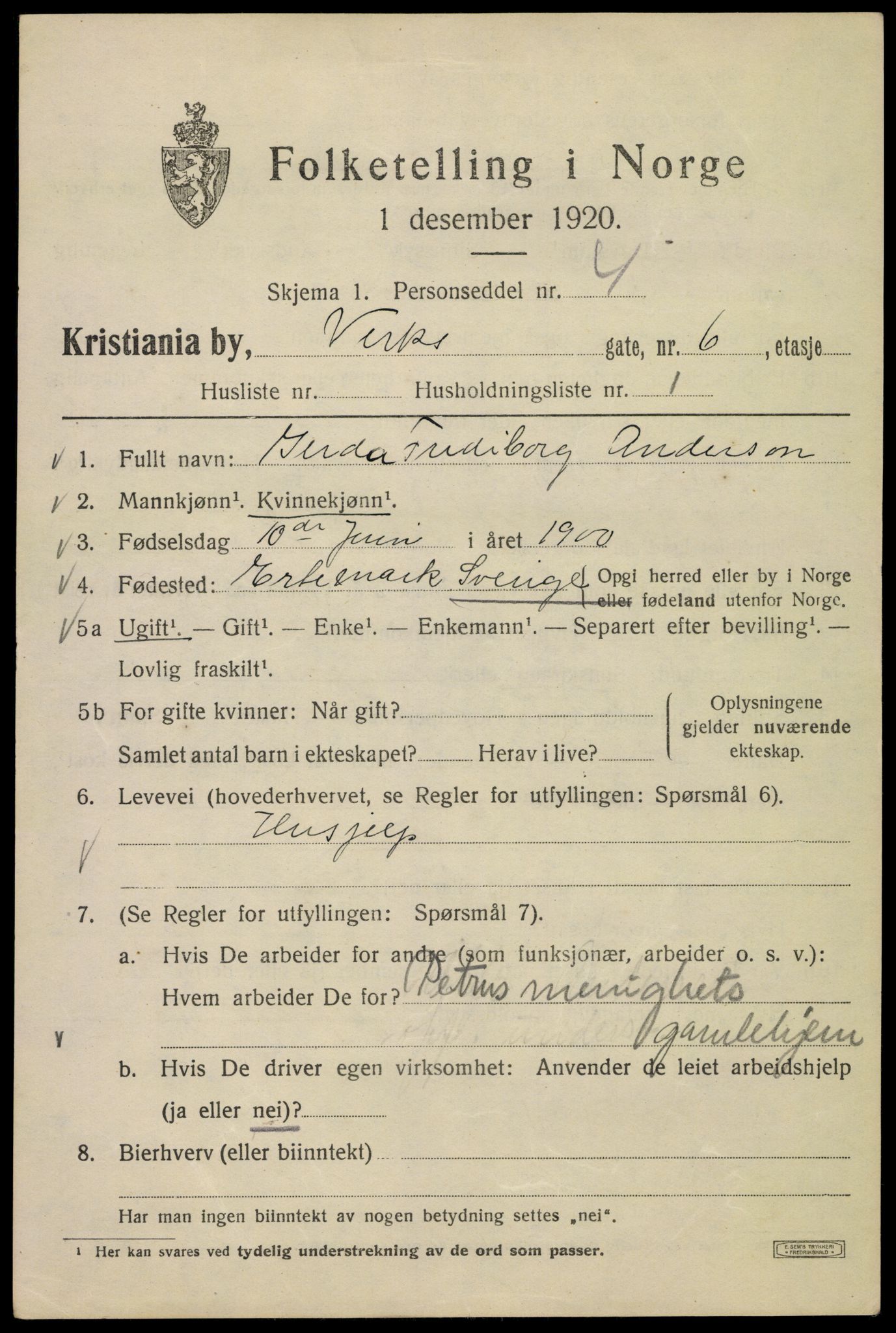 SAO, 1920 census for Kristiania, 1920, p. 629221