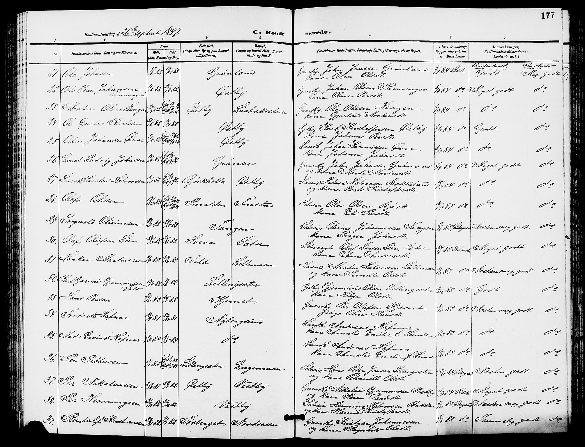 Trysil prestekontor, SAH/PREST-046/H/Ha/Hab/L0006: Parish register (copy) no. 6, 1896-1912, p. 177