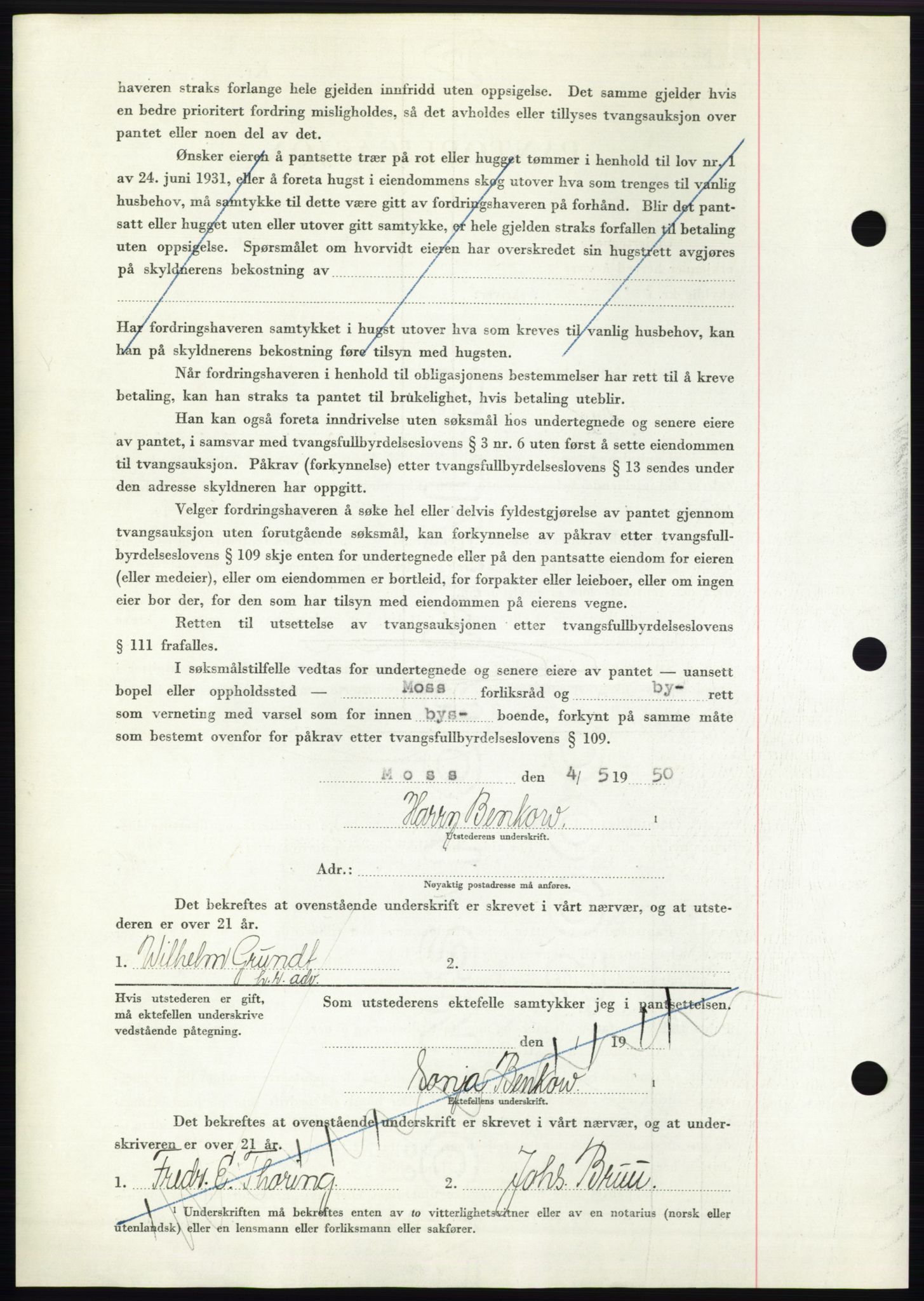 Moss sorenskriveri, AV/SAO-A-10168: Mortgage book no. B24, 1950-1950, Diary no: : 1410/1950