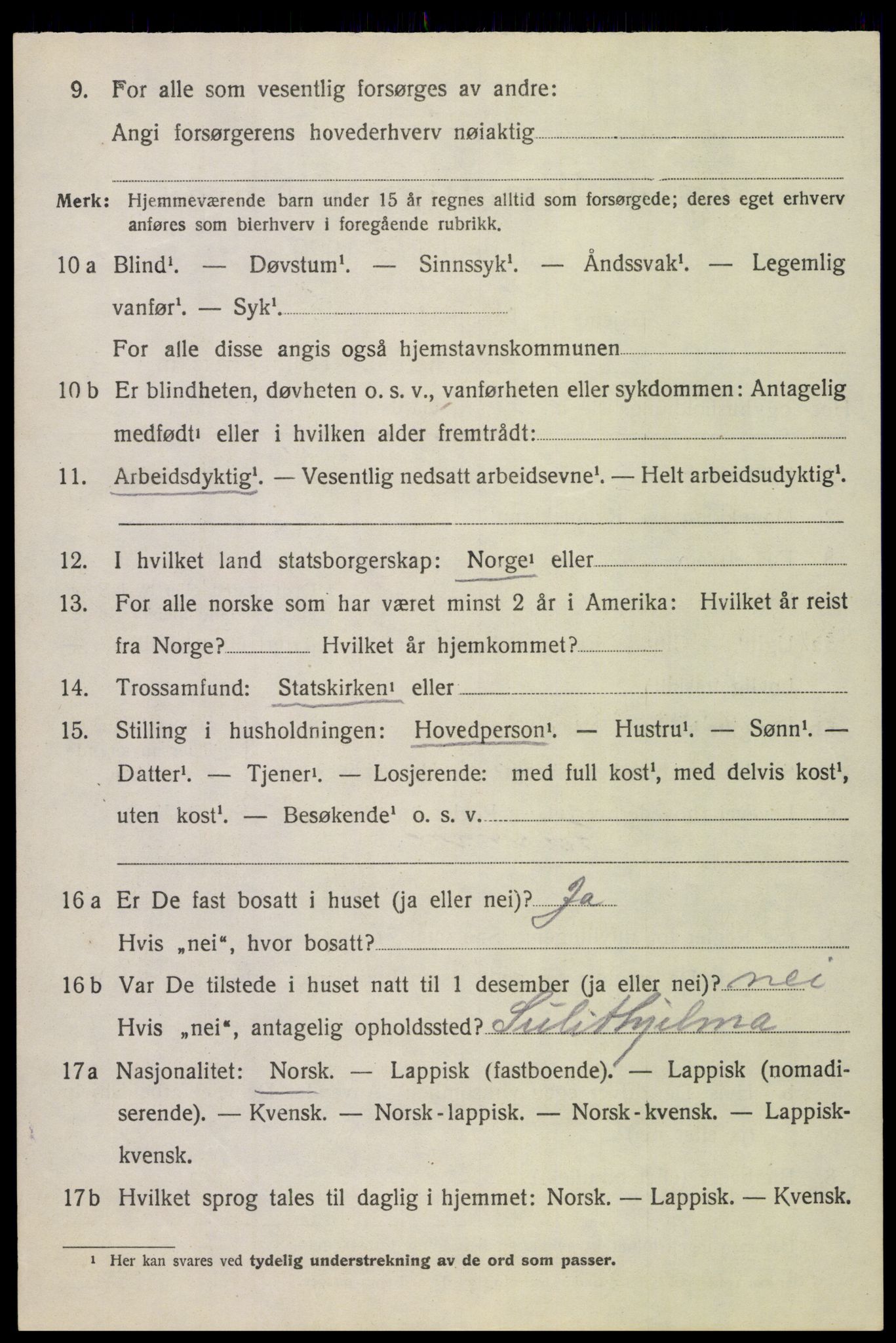 SAT, 1920 census for Skjerstad, 1920, p. 1484