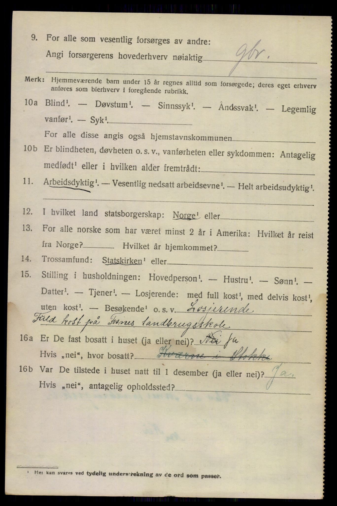 SAKO, 1920 census for Stokke, 1920, p. 12221