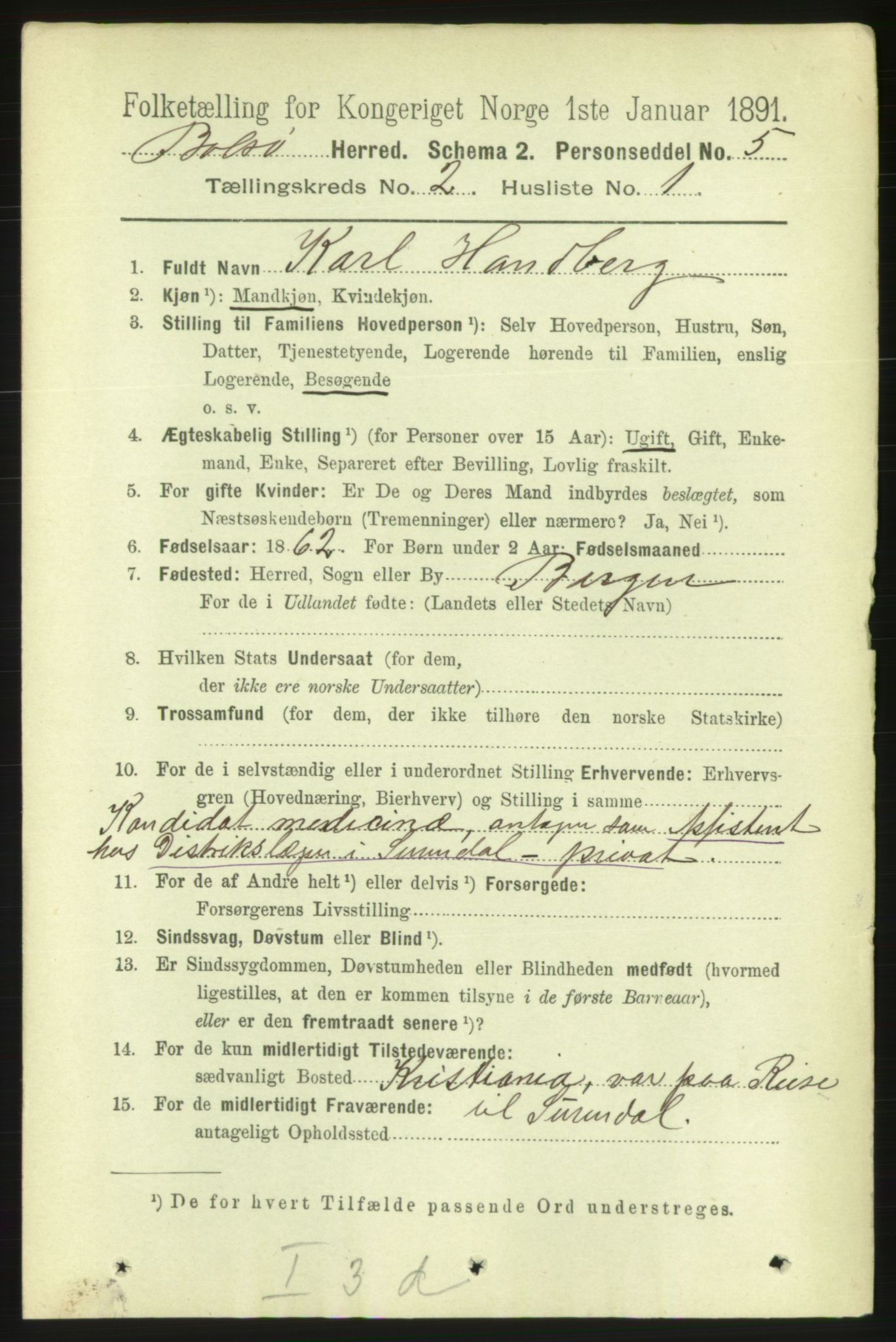 RA, 1891 census for 1544 Bolsøy, 1891, p. 991