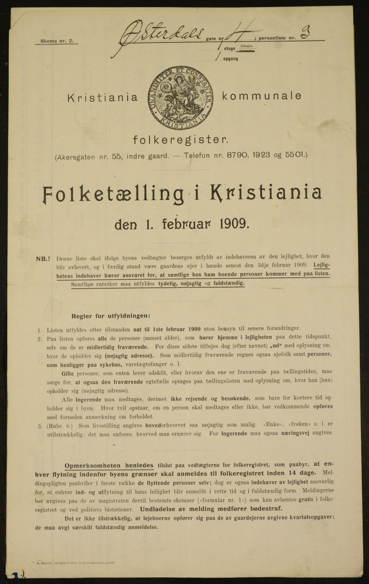 OBA, Municipal Census 1909 for Kristiania, 1909, p. 117090