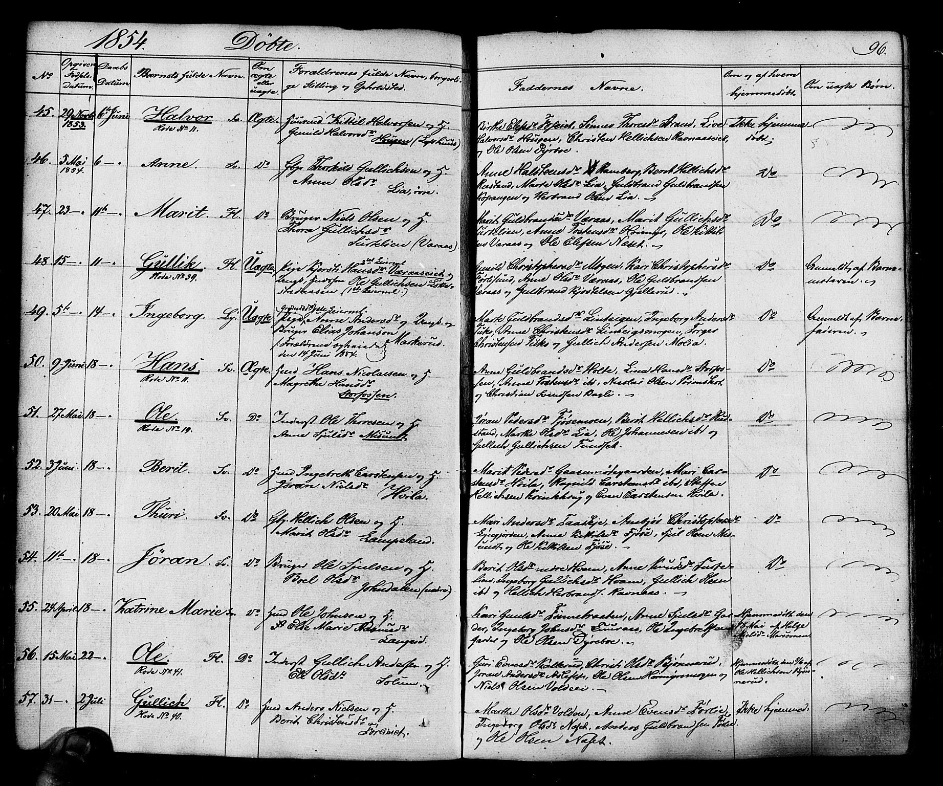 Flesberg kirkebøker, SAKO/A-18/F/Fa/L0006: Parish register (official) no. I 6, 1834-1860, p. 96