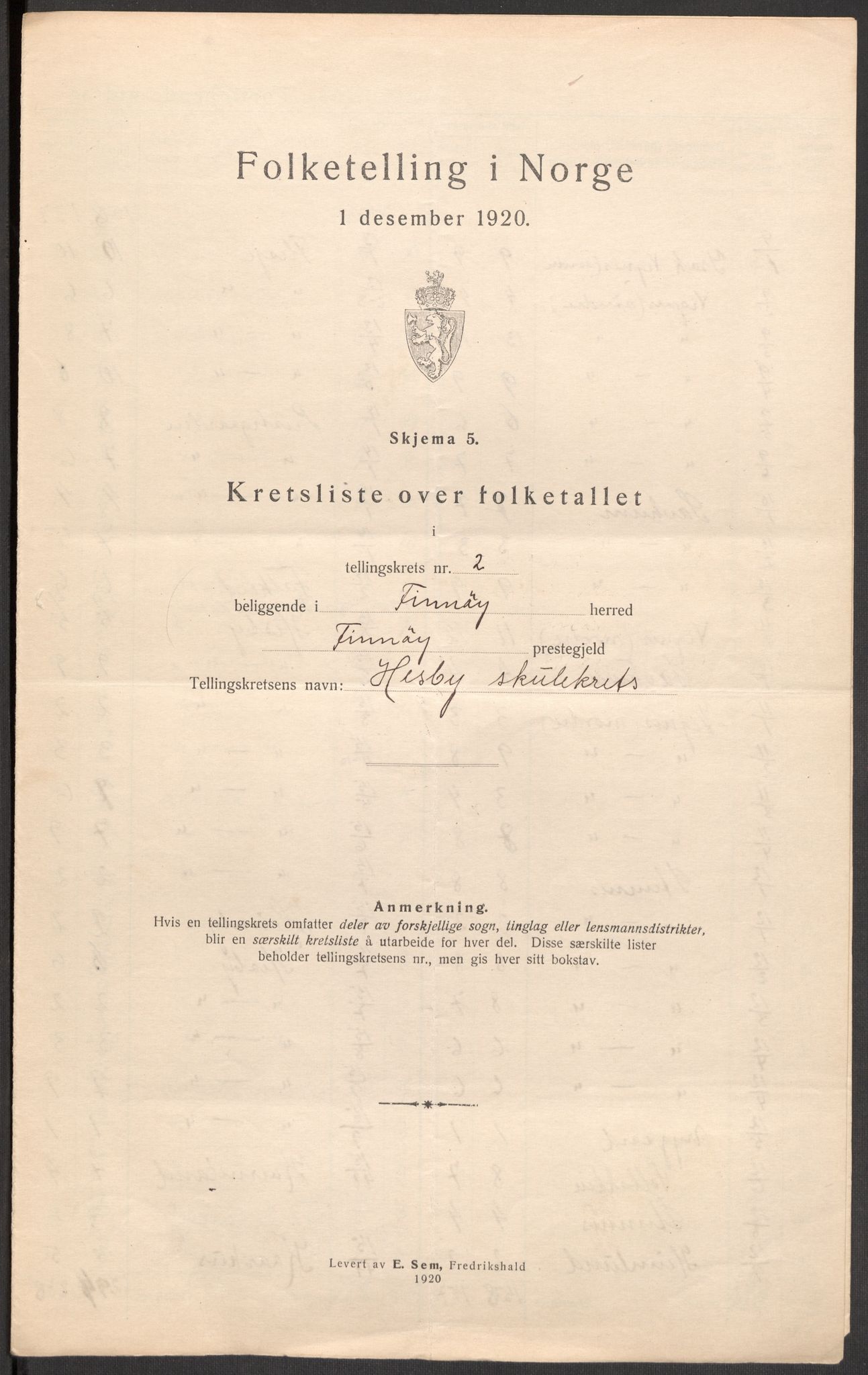 SAST, 1920 census for Finnøy, 1920, p. 12