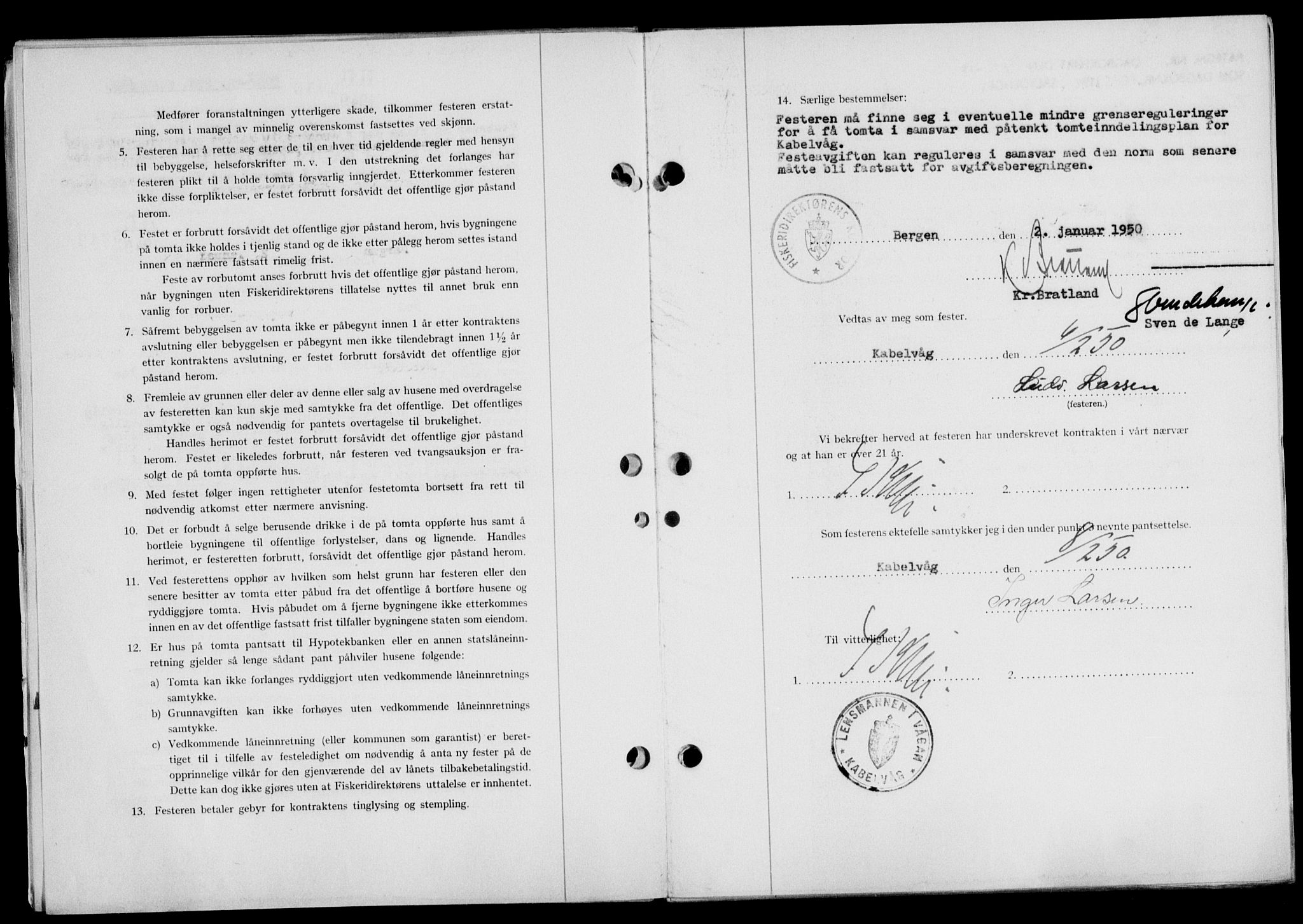 Lofoten sorenskriveri, AV/SAT-A-0017/1/2/2C/L0023a: Mortgage book no. 23a, 1950-1950, Diary no: : 347/1950