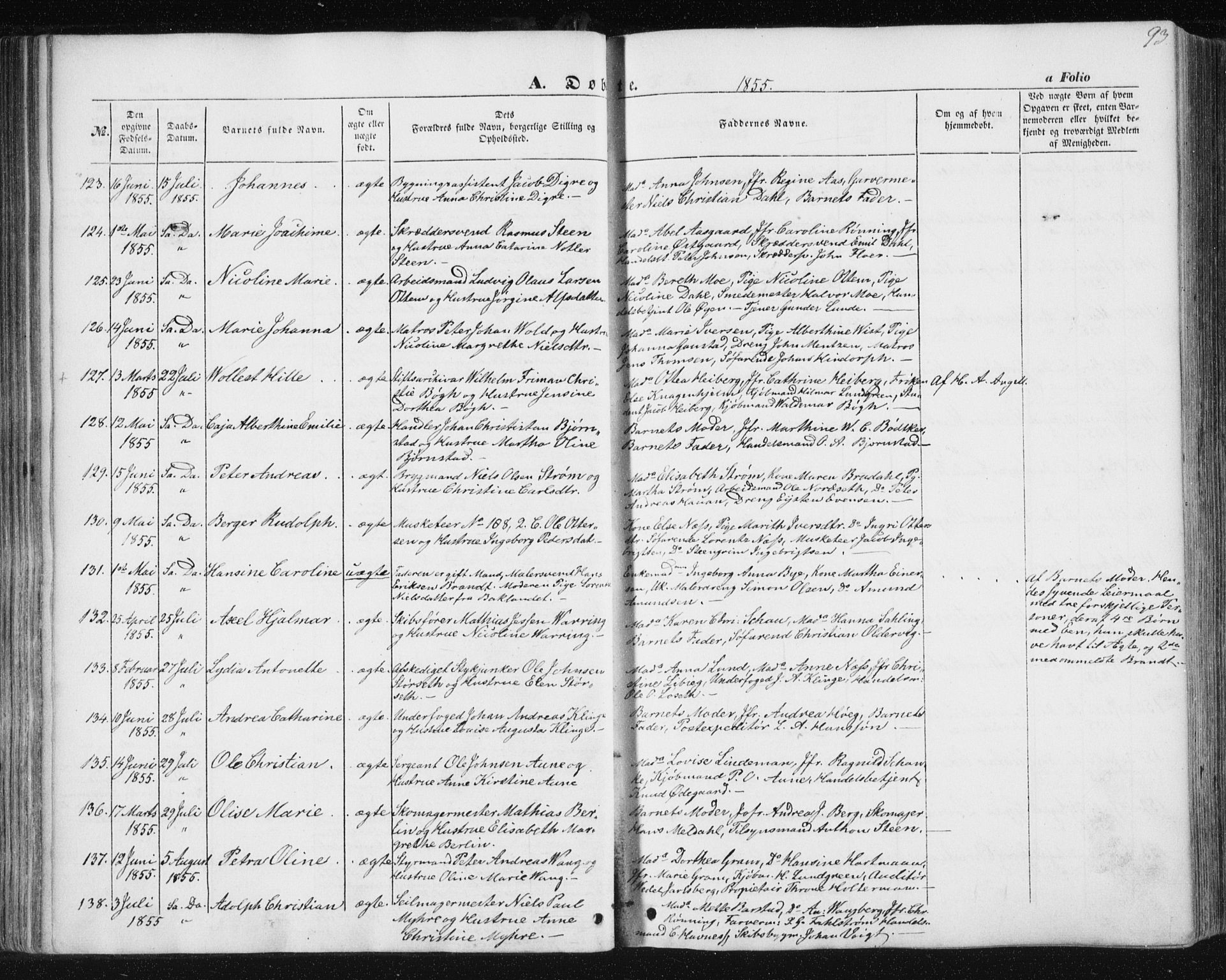 Ministerialprotokoller, klokkerbøker og fødselsregistre - Sør-Trøndelag, AV/SAT-A-1456/602/L0112: Parish register (official) no. 602A10, 1848-1859, p. 93