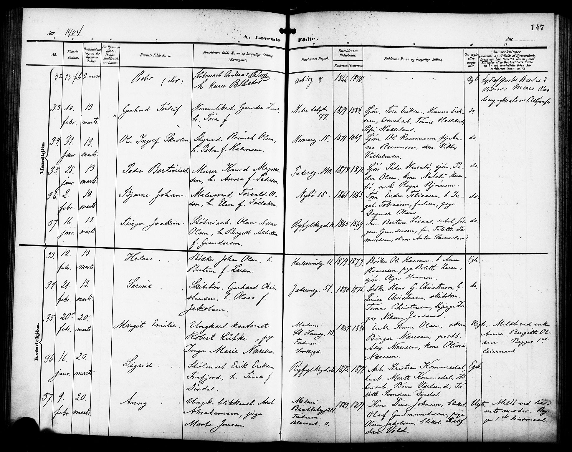 St. Johannes sokneprestkontor, SAST/A-101814/001/30/30BB/L0004: Parish register (copy) no. B 4, 1900-1907, p. 147