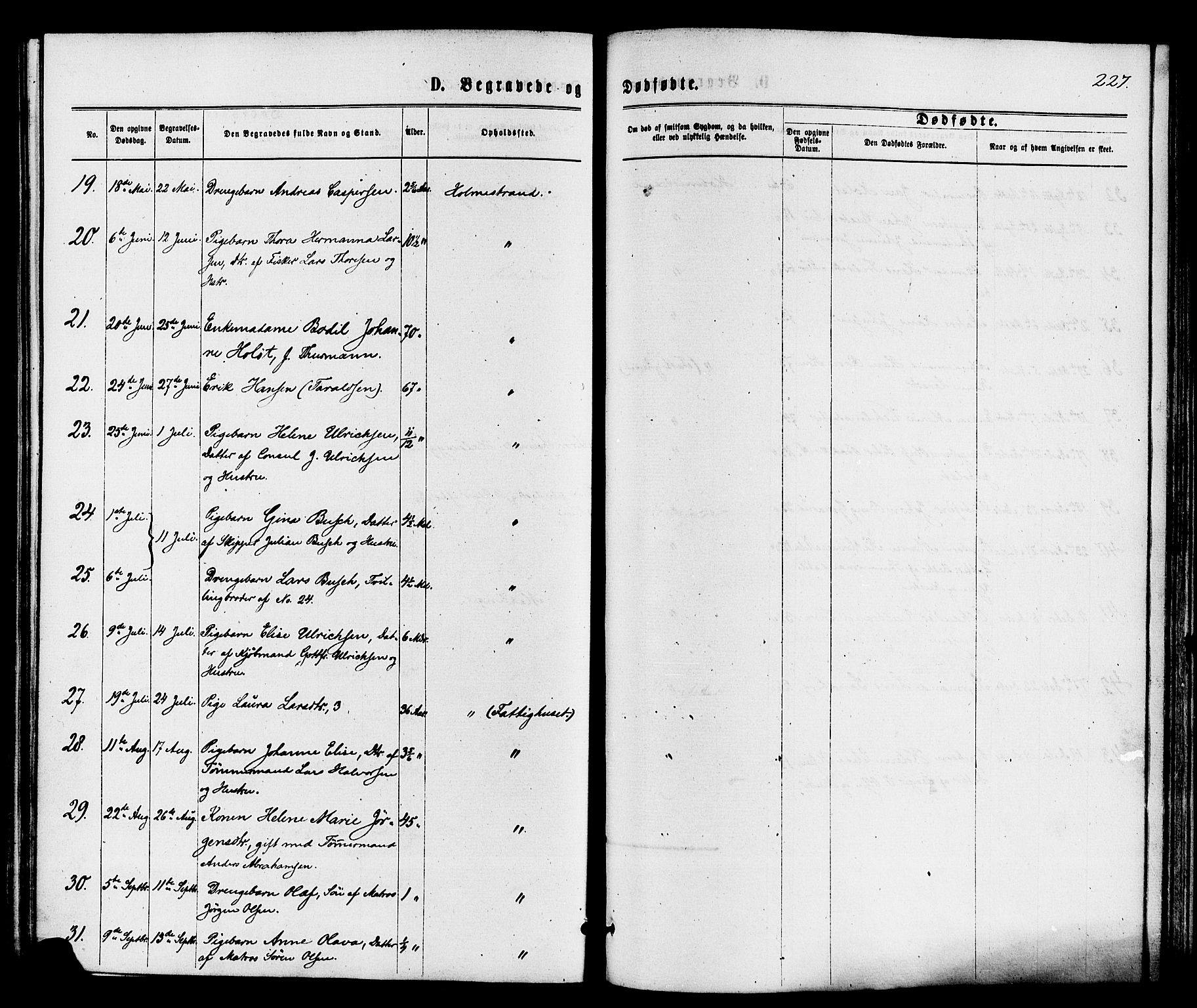 Holmestrand kirkebøker, SAKO/A-346/F/Fa/L0003: Parish register (official) no. 3, 1867-1879, p. 227