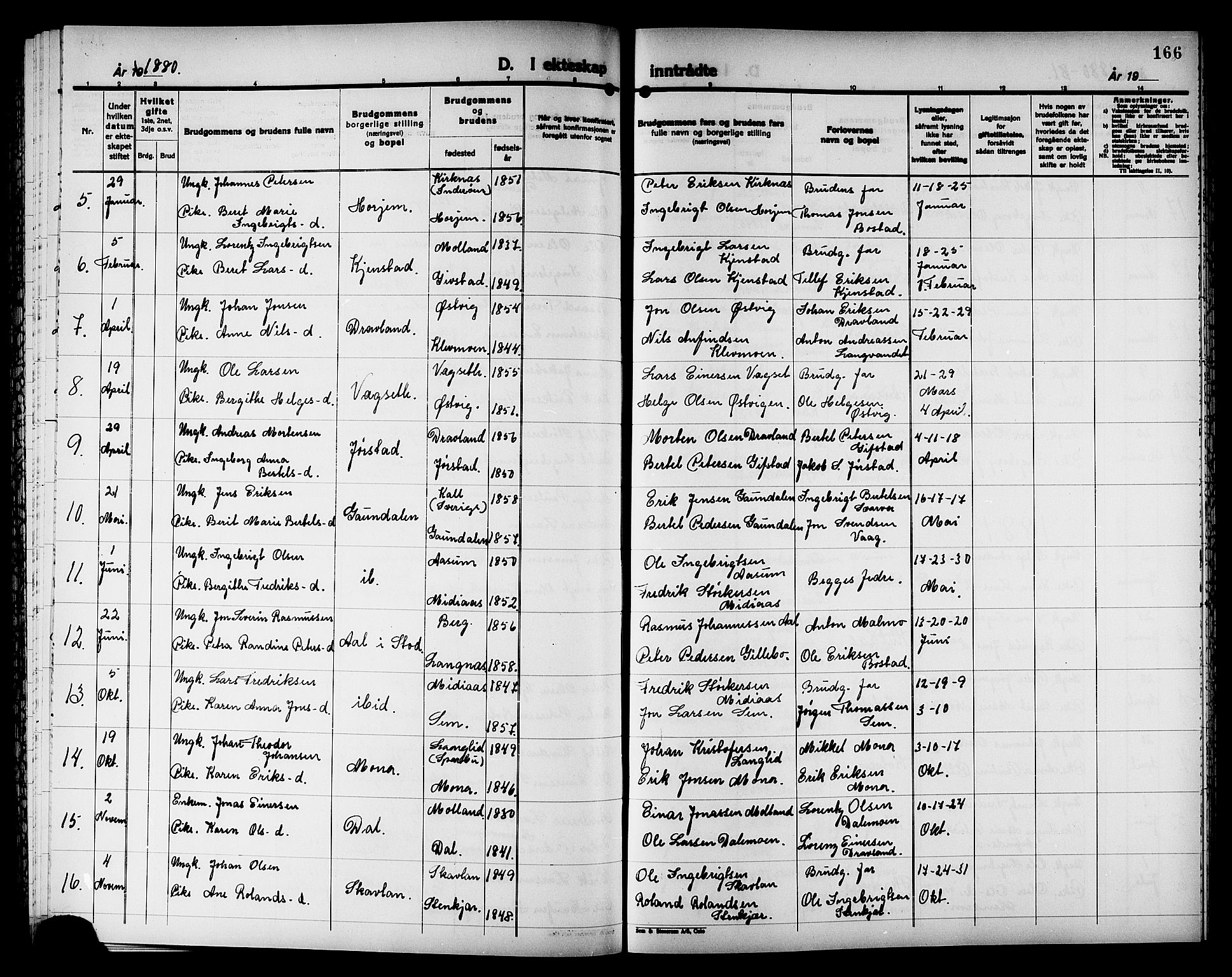 Ministerialprotokoller, klokkerbøker og fødselsregistre - Nord-Trøndelag, SAT/A-1458/749/L0486: Parish register (official) no. 749D02, 1873-1887, p. 166