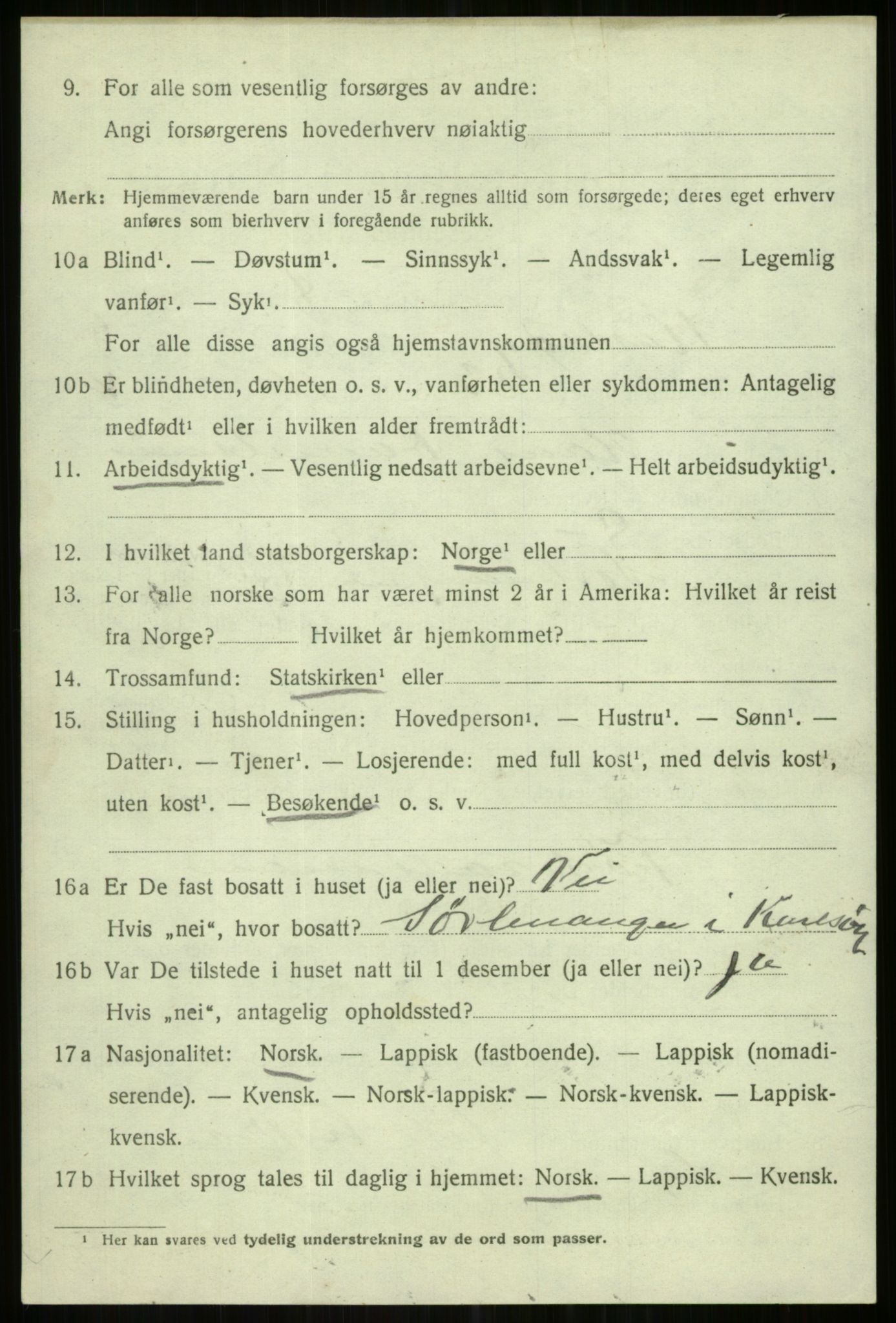 SATØ, 1920 census for Karlsøy, 1920, p. 2013