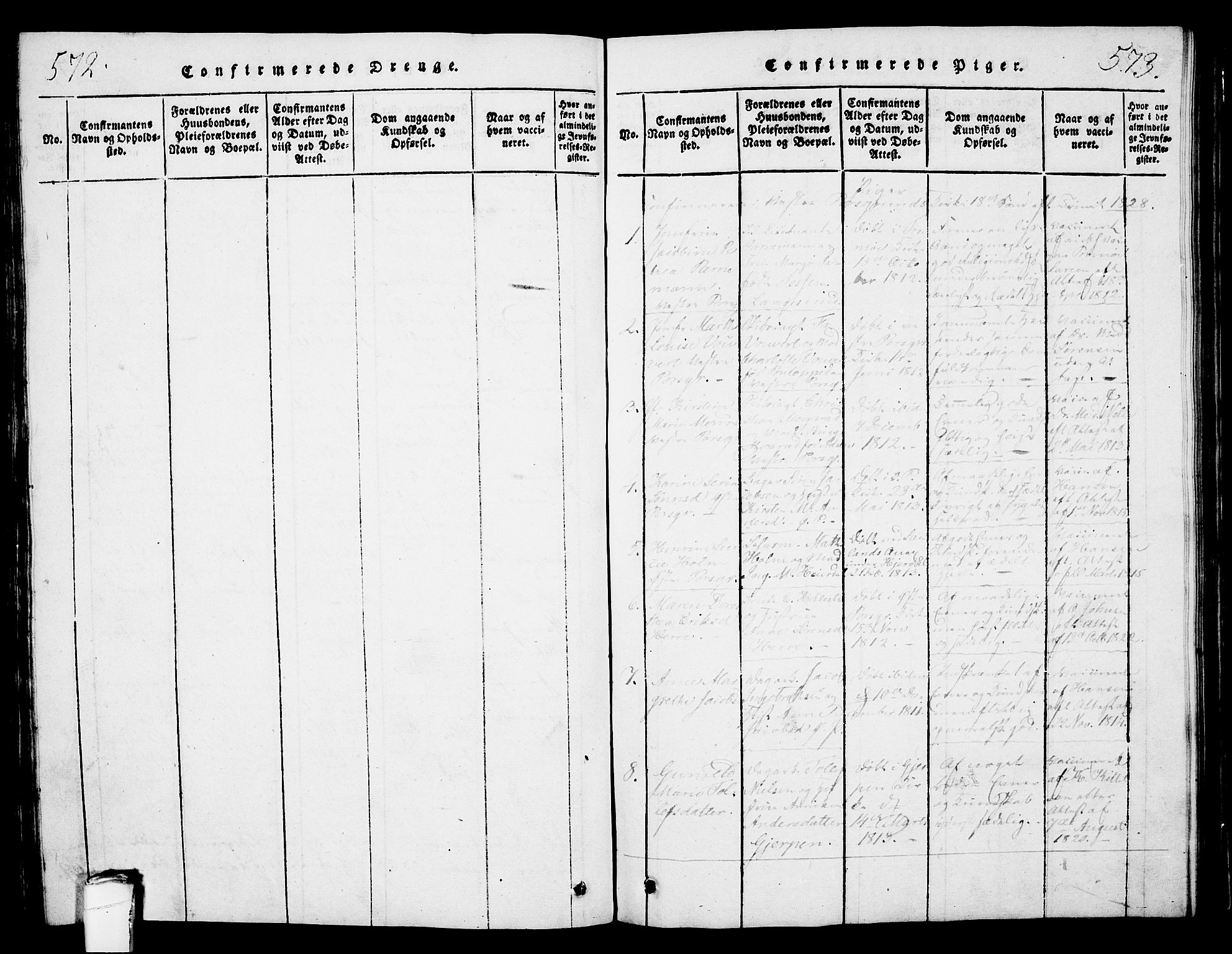 Porsgrunn kirkebøker , AV/SAKO-A-104/G/Gb/L0001: Parish register (copy) no. II 1, 1817-1828, p. 572-573