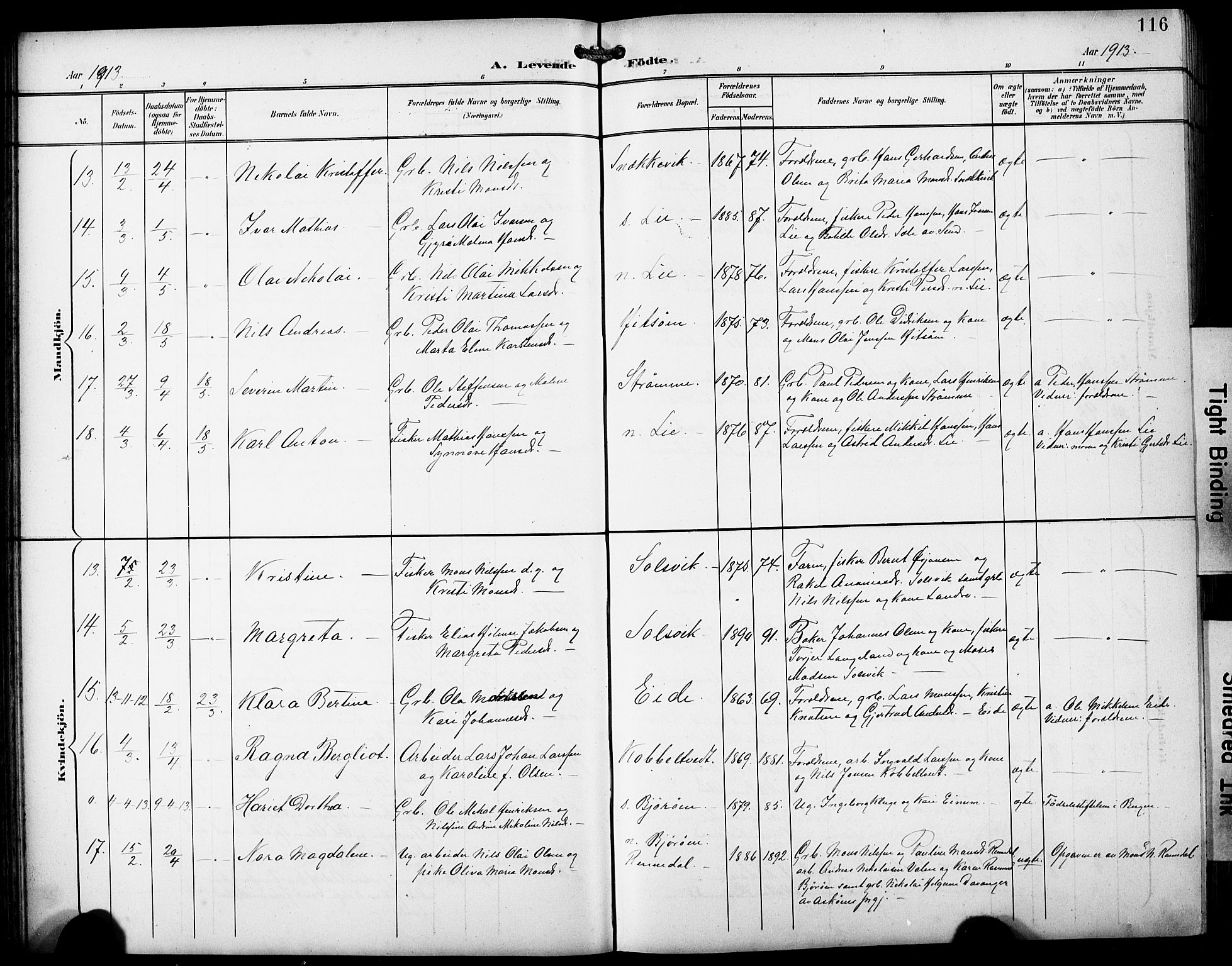 Fjell sokneprestembete, SAB/A-75301/H/Hab: Parish register (copy) no. A 5, 1899-1918, p. 116