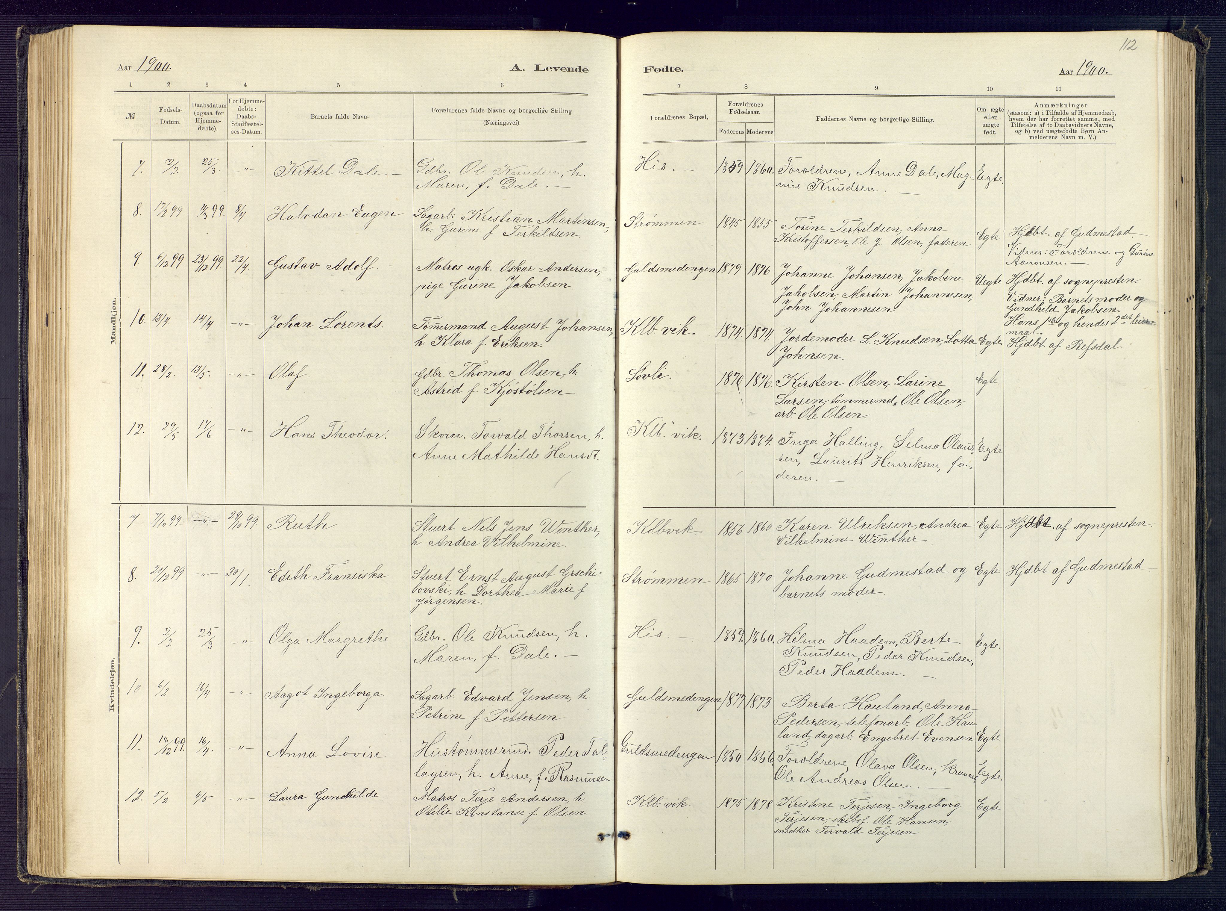 Hisøy sokneprestkontor, SAK/1111-0020/F/Fb/L0003: Parish register (copy) no. B 3, 1885-1905, p. 112