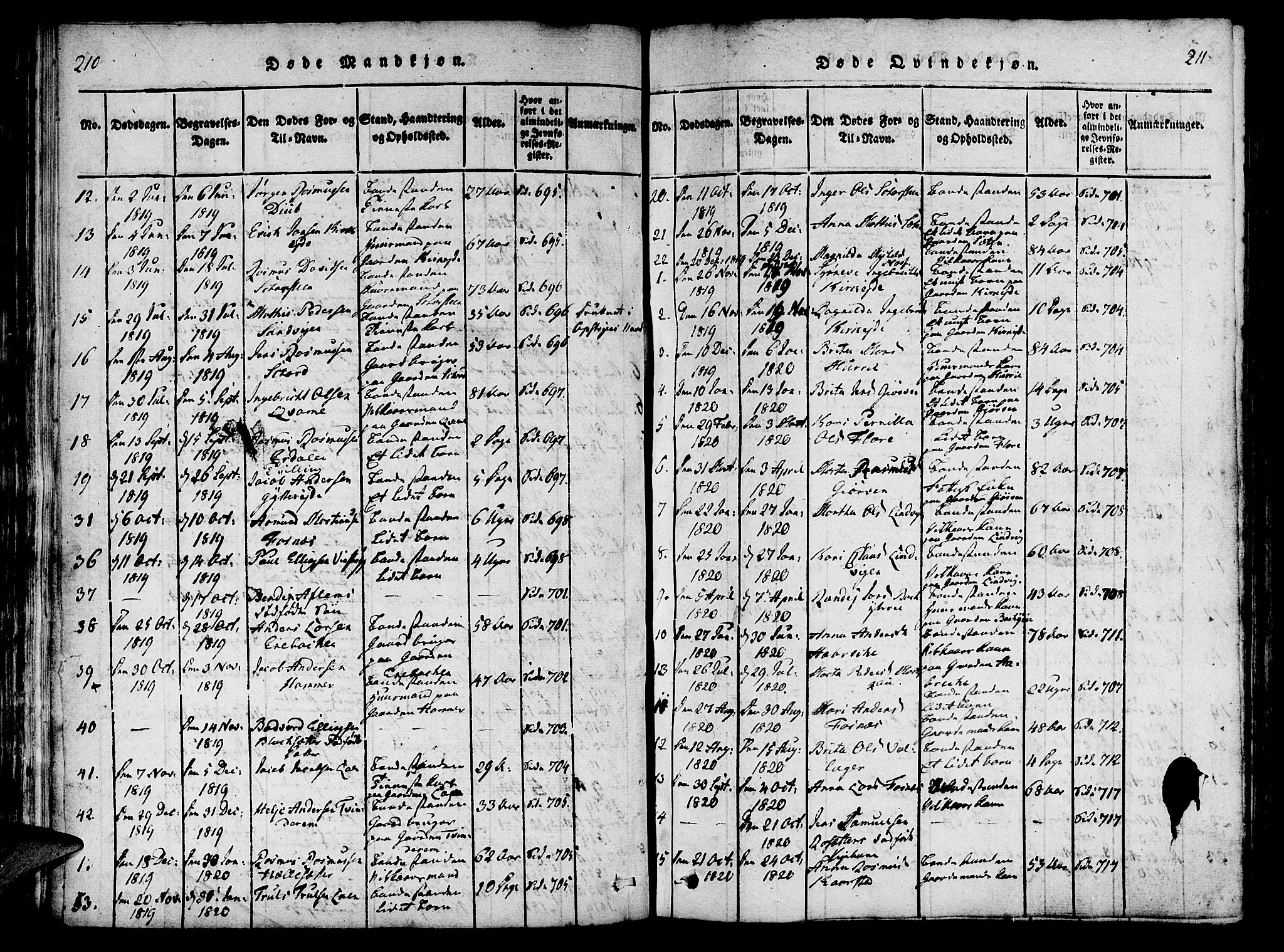 Innvik sokneprestembete, AV/SAB-A-80501: Parish register (official) no. A 2, 1816-1821, p. 210-211