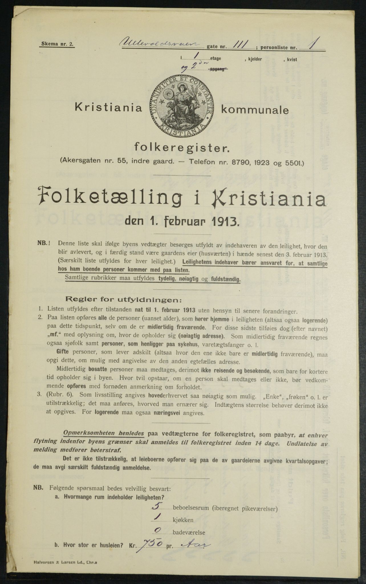 OBA, Municipal Census 1913 for Kristiania, 1913, p. 119658