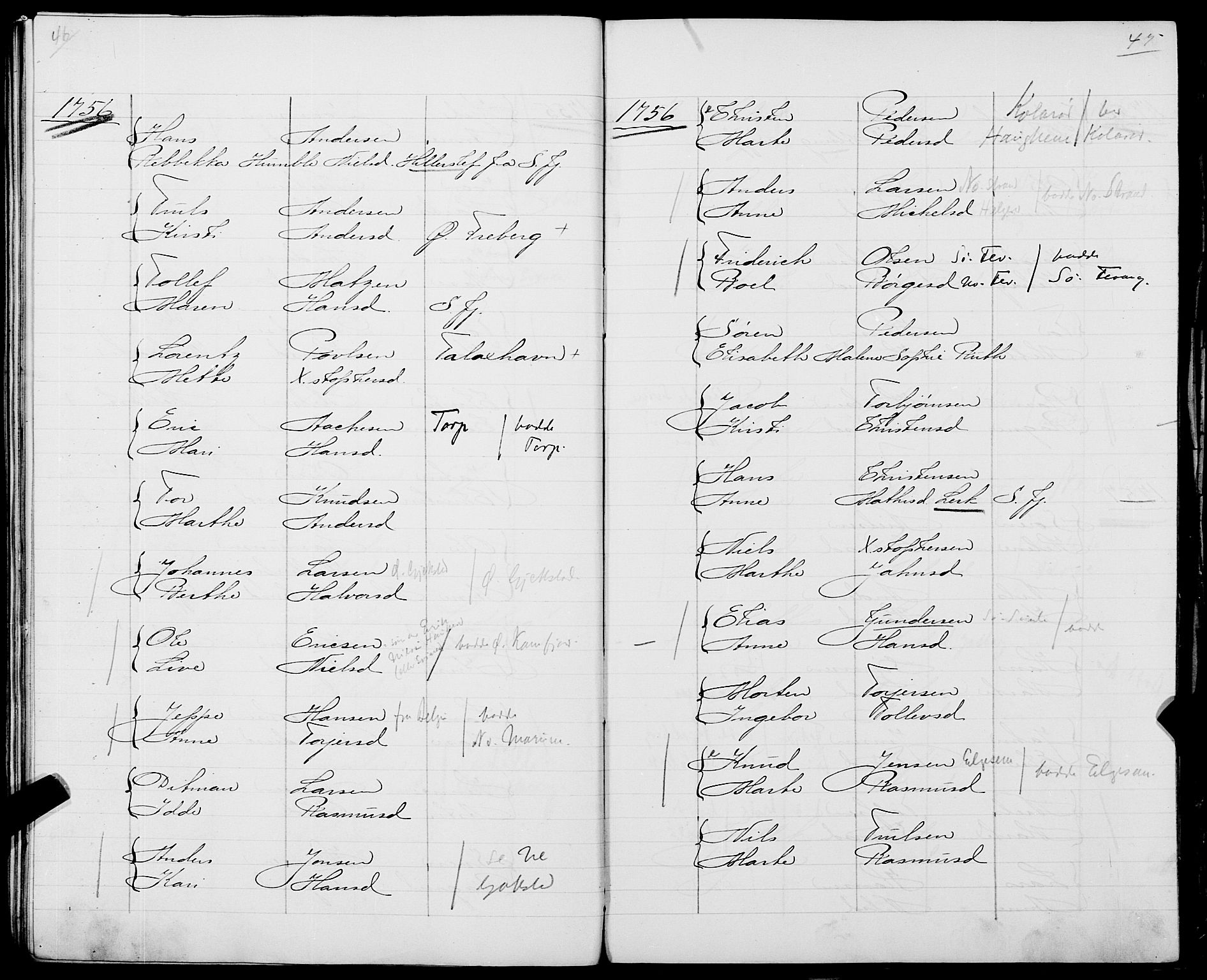 Sandar sokneprestkontor, SAKO/A-242/Y/Ya/L0006: Other parish register no. 1 /1, 1709-1871, p. 46-47