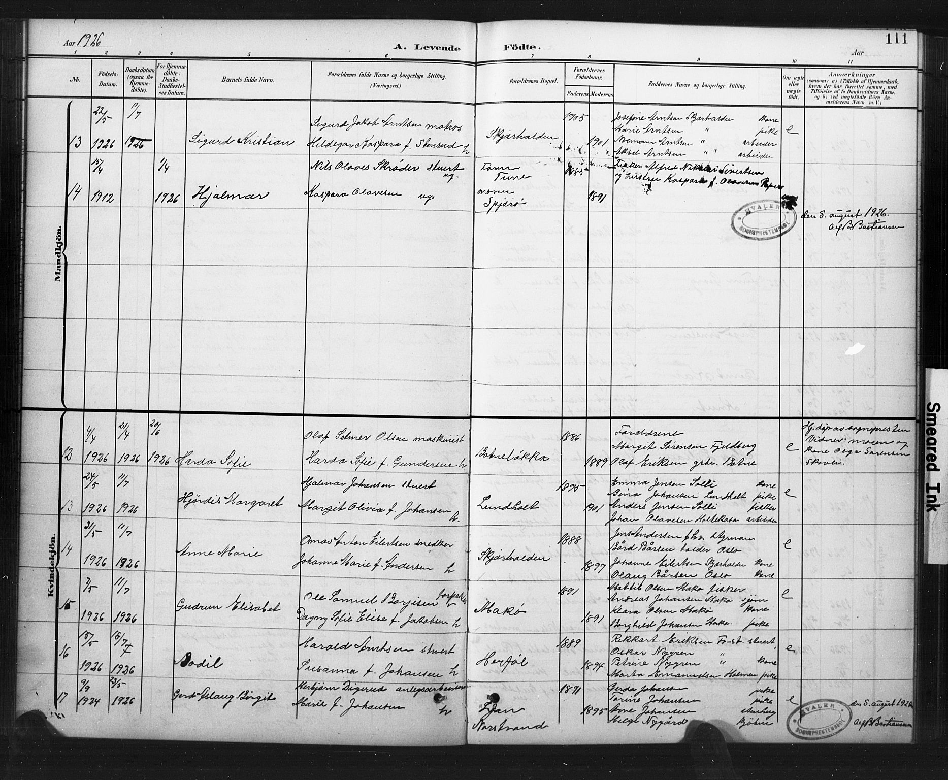 Hvaler prestekontor Kirkebøker, AV/SAO-A-2001/G/Ga/L0001: Parish register (copy) no. I 1, 1901-1930, p. 111