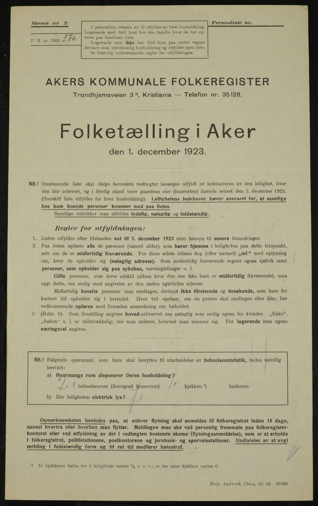 , Municipal Census 1923 for Aker, 1923, p. 24910