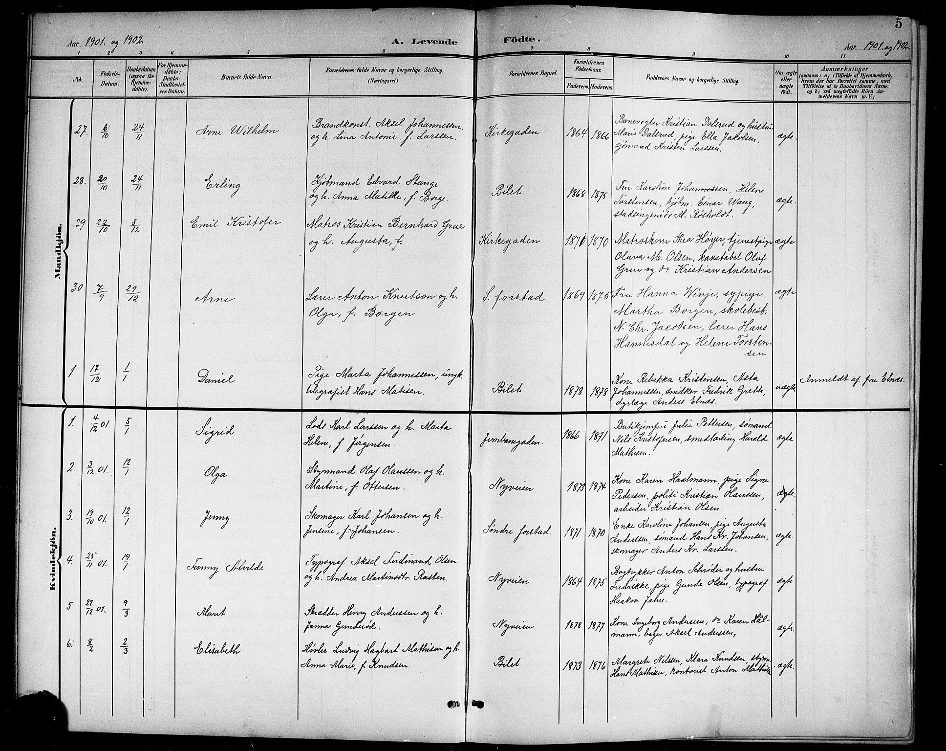 Holmestrand kirkebøker, AV/SAKO-A-346/G/Ga/L0006: Parish register (copy) no. 6, 1901-1923, p. 5