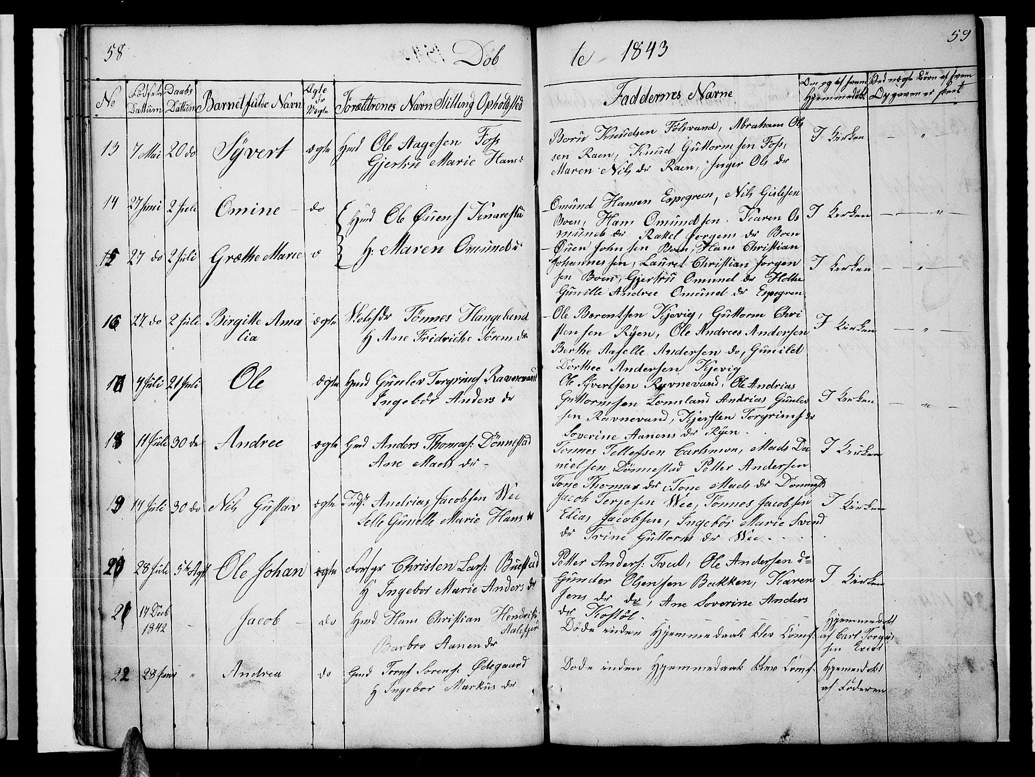 Tveit sokneprestkontor, AV/SAK-1111-0043/F/Fb/L0002: Parish register (copy) no. B 2, 1835-1854, p. 58-59