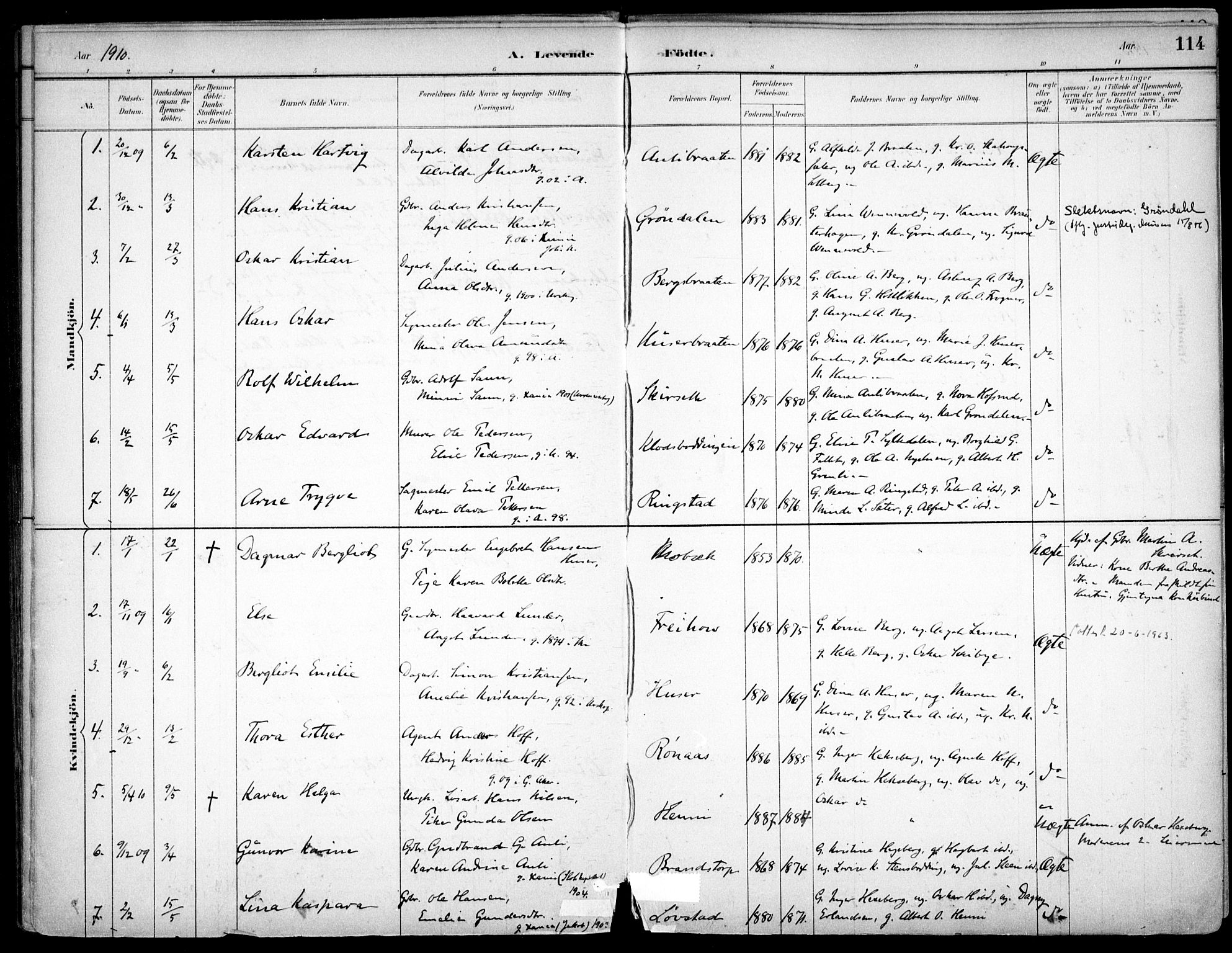 Nes prestekontor Kirkebøker, SAO/A-10410/F/Fc/L0002: Parish register (official) no. IIi 2, 1882-1916, p. 114
