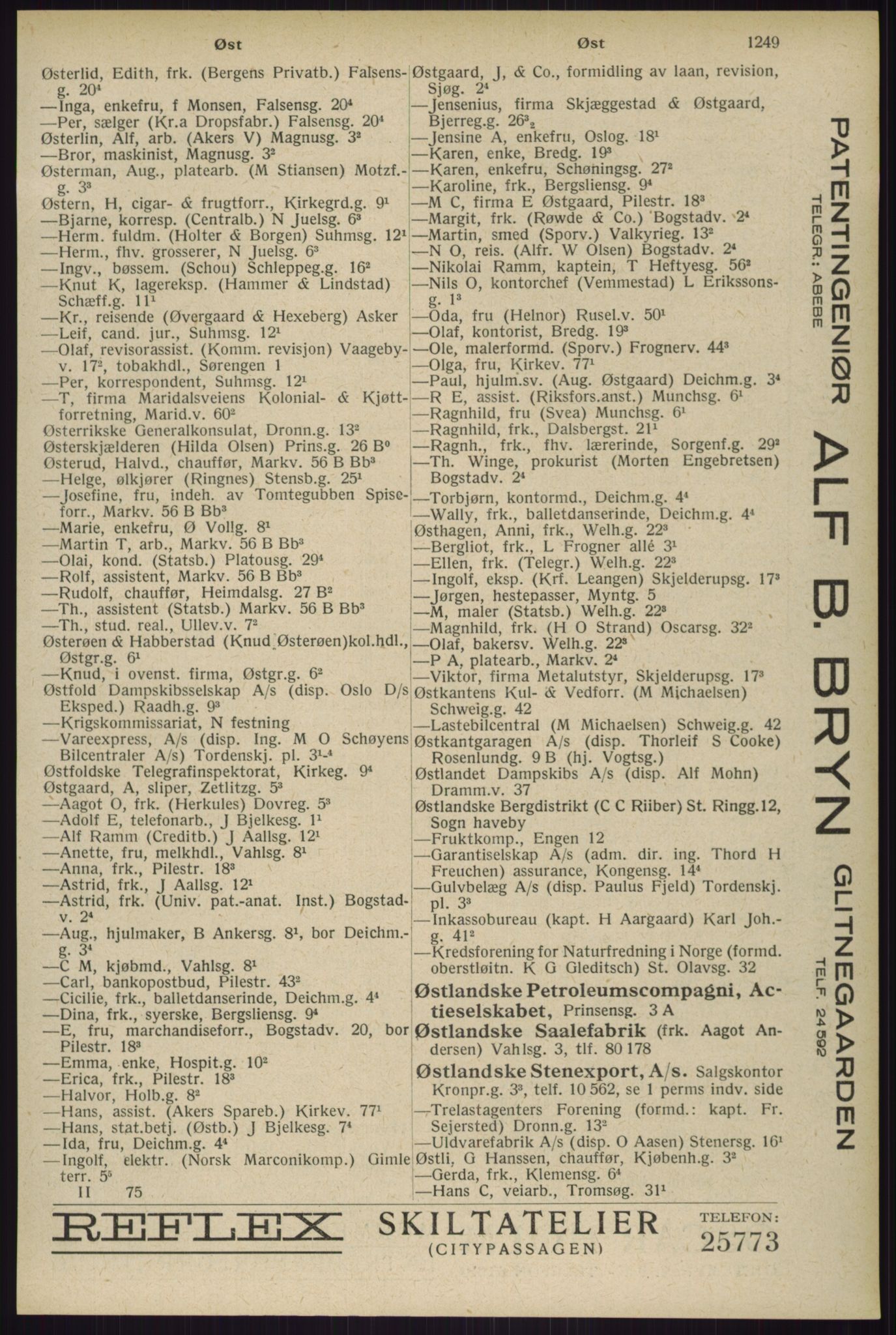 Kristiania/Oslo adressebok, PUBL/-, 1929, p. 1249