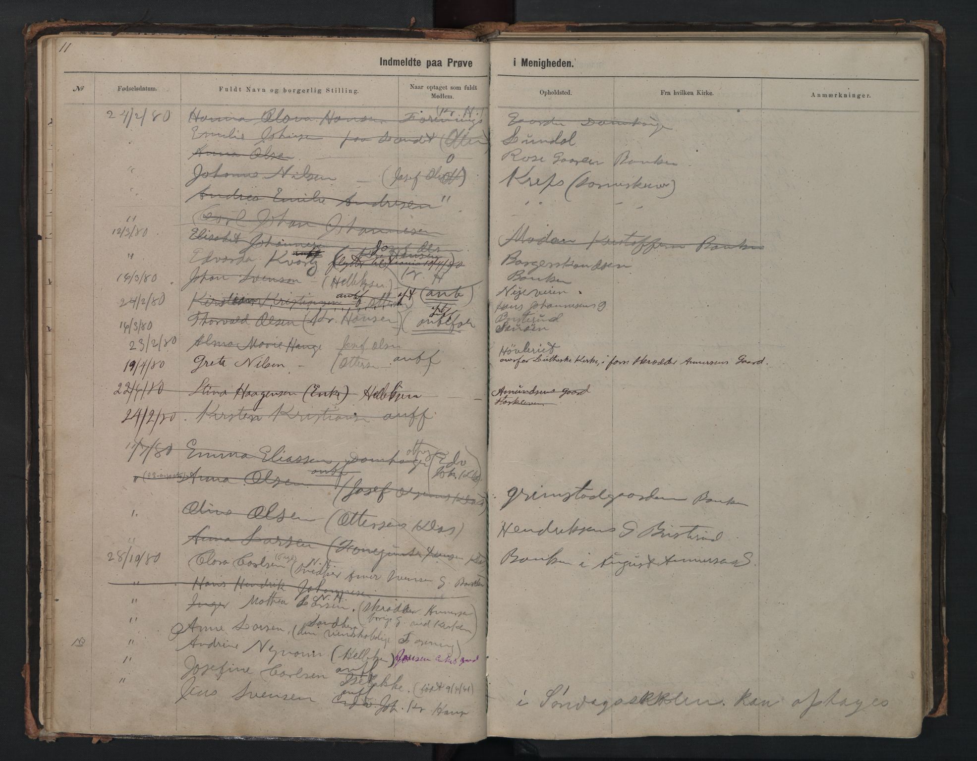 Halden metodistkirke - menighetsprotokoller, AV/SAO-PAO-0266/F/L0002: Dissenter register no. 2, 1856-1892, p. 11