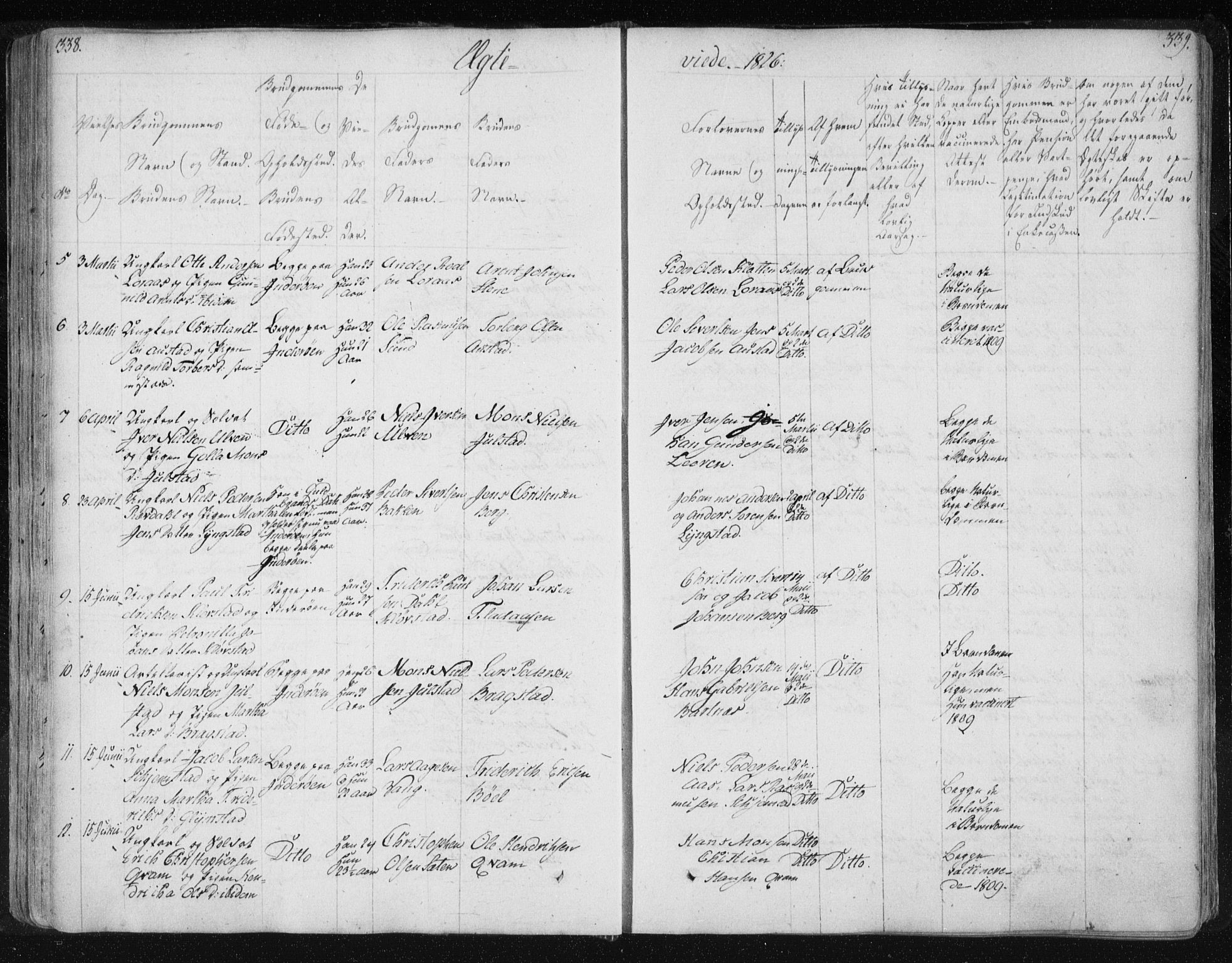 Ministerialprotokoller, klokkerbøker og fødselsregistre - Nord-Trøndelag, SAT/A-1458/730/L0276: Parish register (official) no. 730A05, 1822-1830, p. 338-339