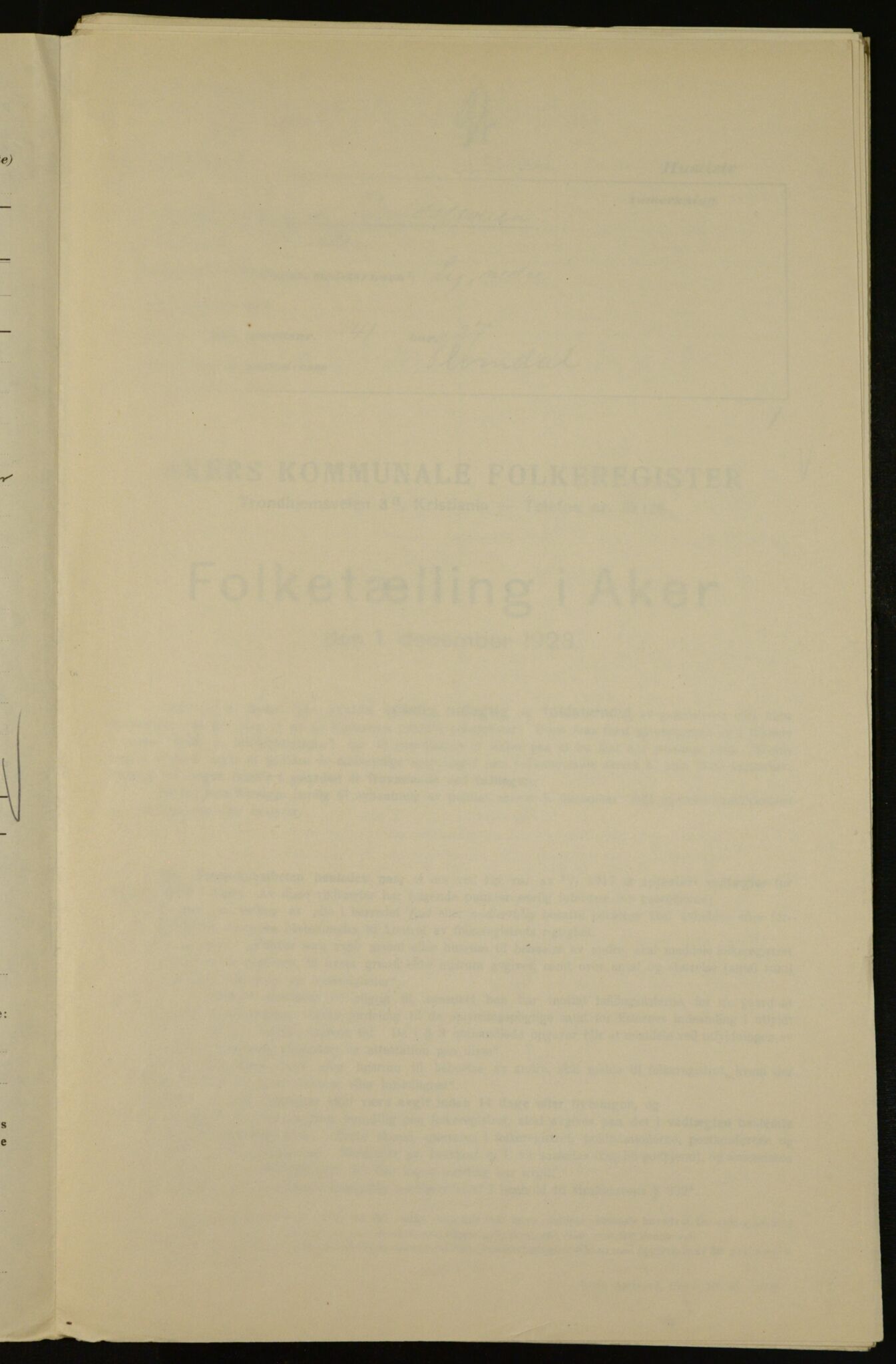 , Municipal Census 1923 for Aker, 1923, p. 17203