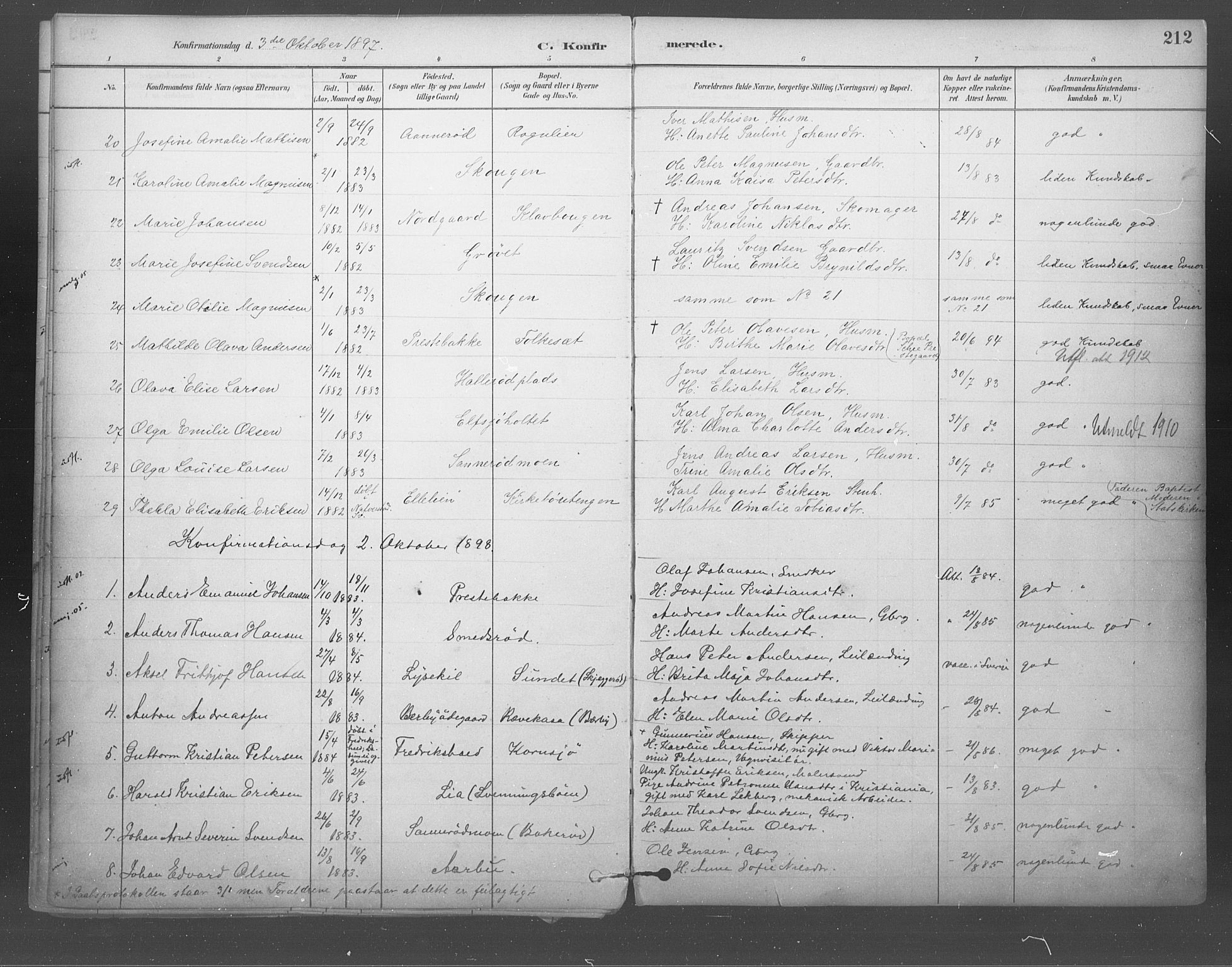 Idd prestekontor Kirkebøker, SAO/A-10911/F/Fb/L0002: Parish register (official) no. II 2, 1882-1923, p. 212