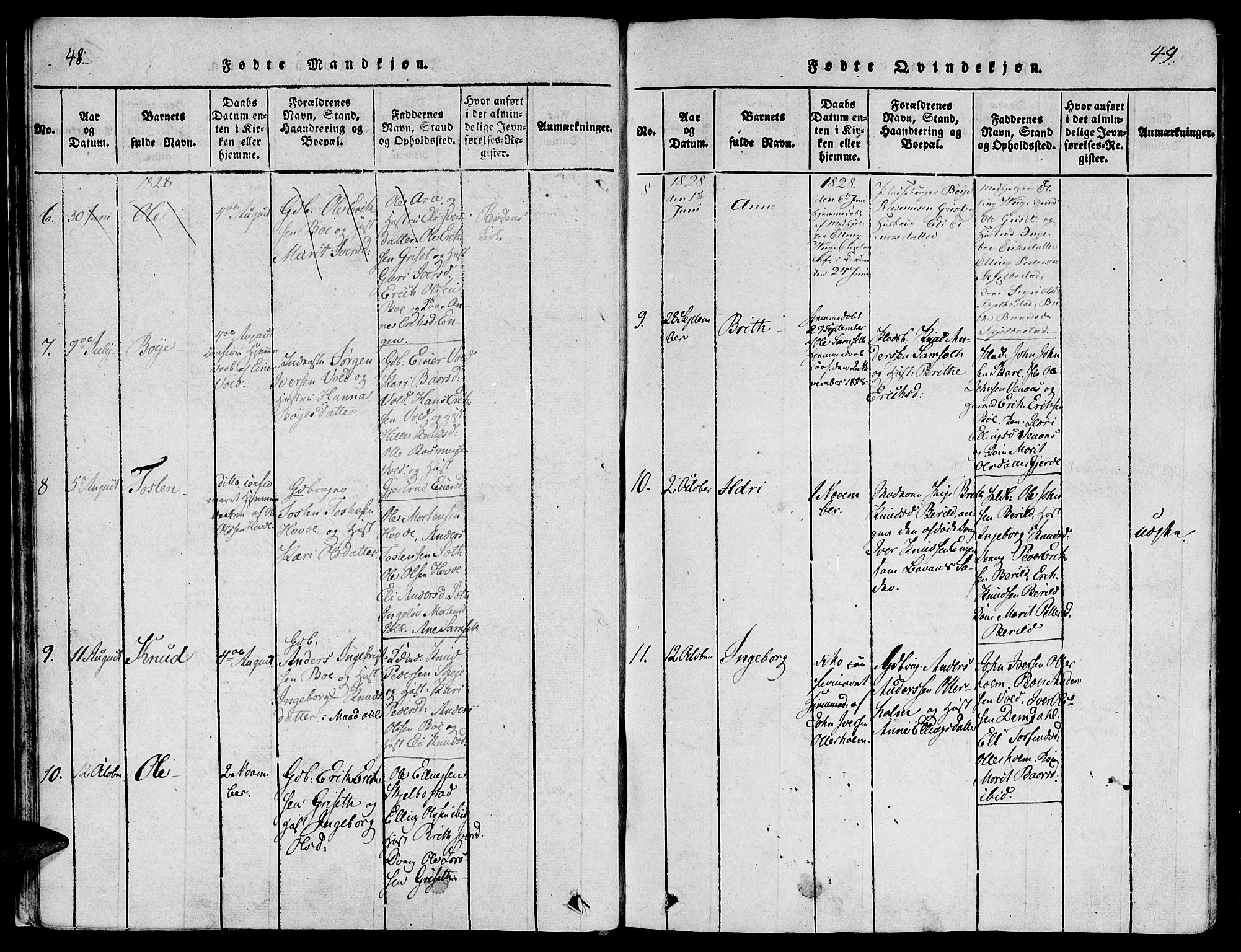Ministerialprotokoller, klokkerbøker og fødselsregistre - Møre og Romsdal, SAT/A-1454/543/L0561: Parish register (official) no. 543A01, 1818-1853, p. 48-49