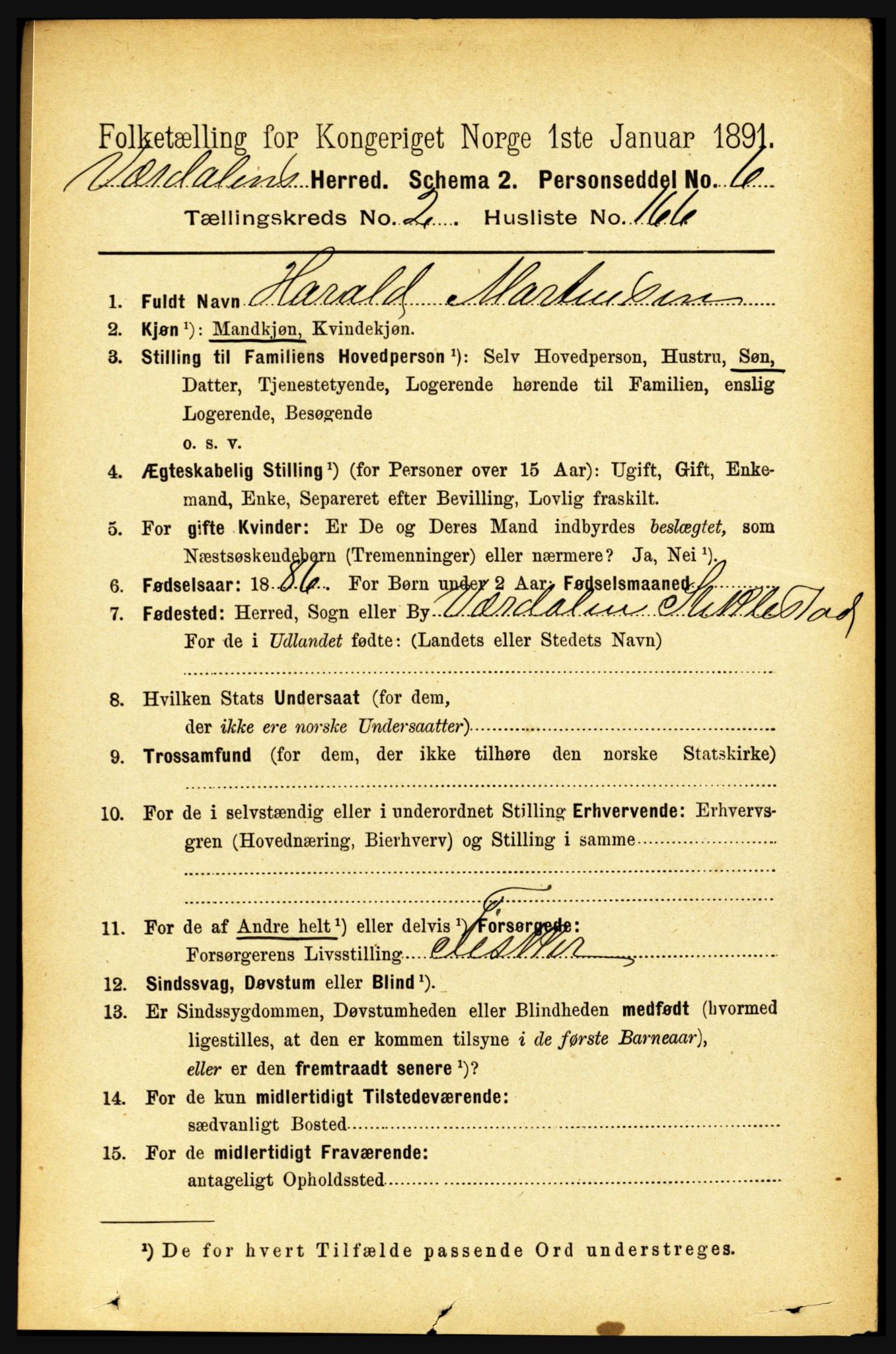 RA, 1891 census for 1721 Verdal, 1891, p. 1651