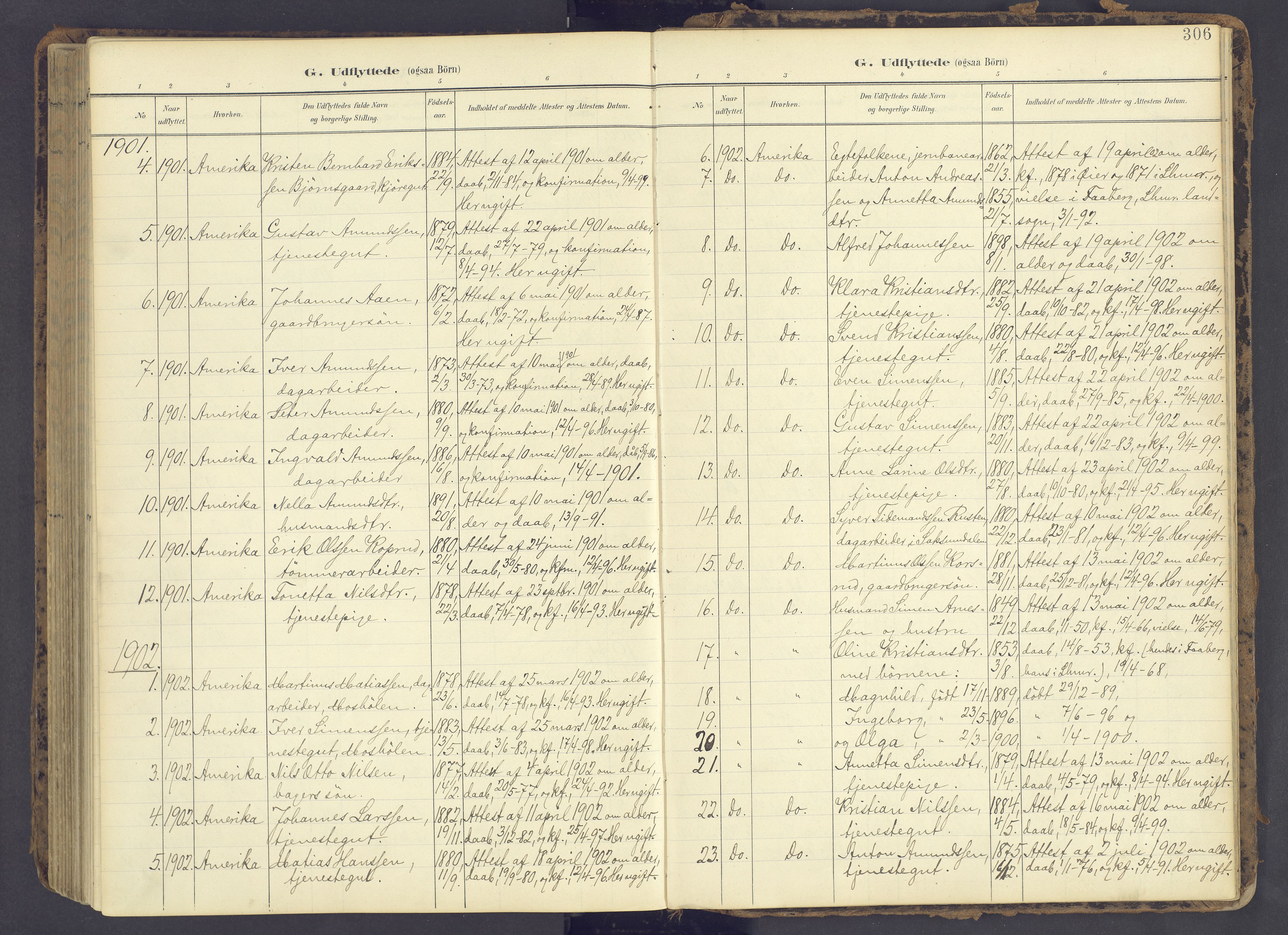 Fåberg prestekontor, SAH/PREST-086/H/Ha/Haa/L0012: Parish register (official) no. 12, 1899-1915, p. 306