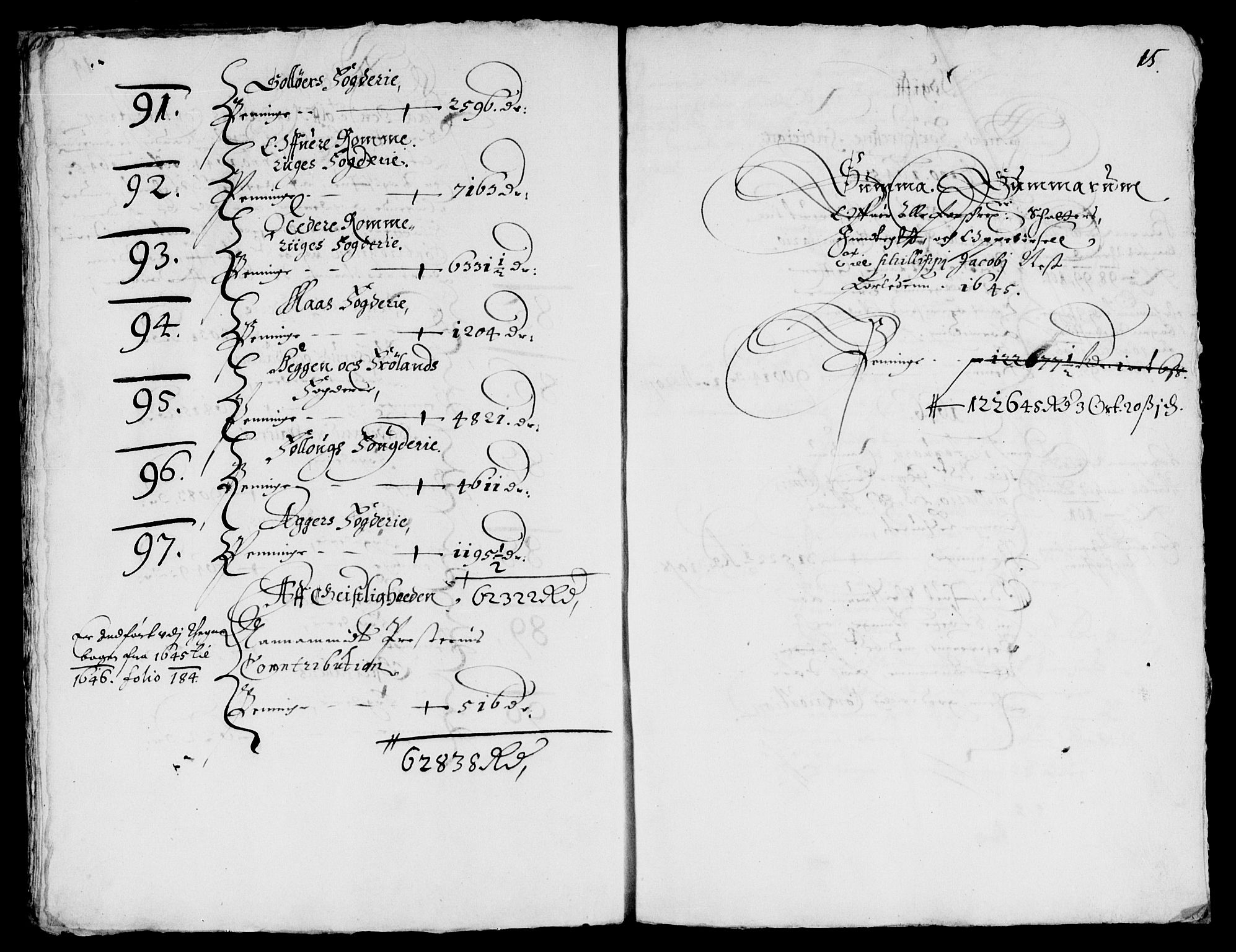 Rentekammeret inntil 1814, Reviderte regnskaper, Lensregnskaper, AV/RA-EA-5023/R/Rb/Rba/L0182: Akershus len, 1643-1645