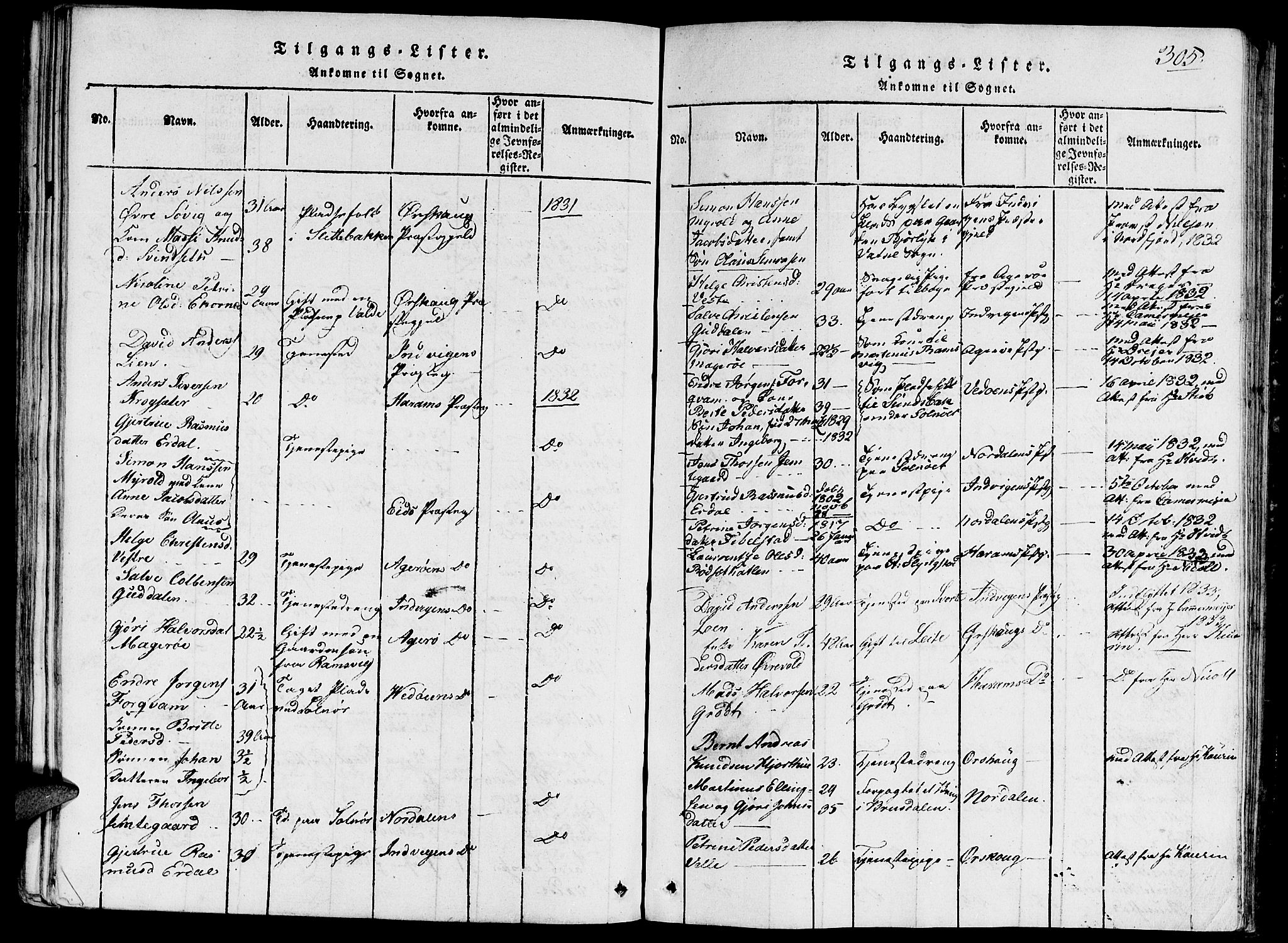 Ministerialprotokoller, klokkerbøker og fødselsregistre - Møre og Romsdal, AV/SAT-A-1454/524/L0351: Parish register (official) no. 524A03, 1816-1838, p. 305