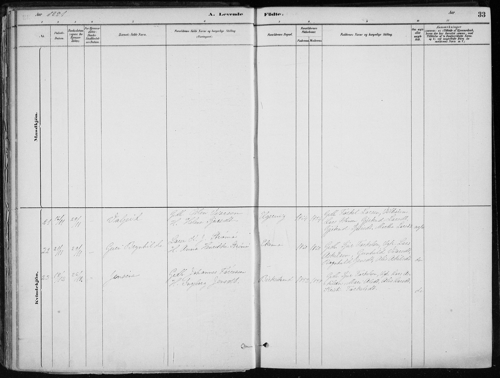 Skånevik sokneprestembete, AV/SAB-A-77801/H/Haa: Parish register (official) no. E  1, 1879-1901, p. 33