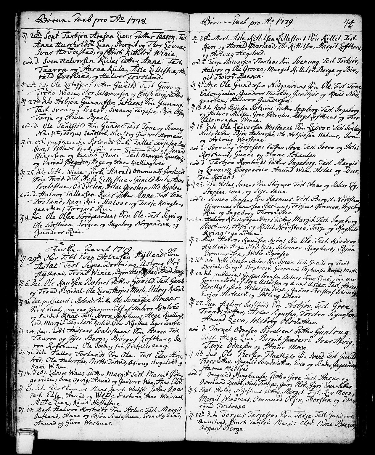 Vinje kirkebøker, SAKO/A-312/F/Fa/L0002: Parish register (official) no. I 2, 1767-1814, p. 74