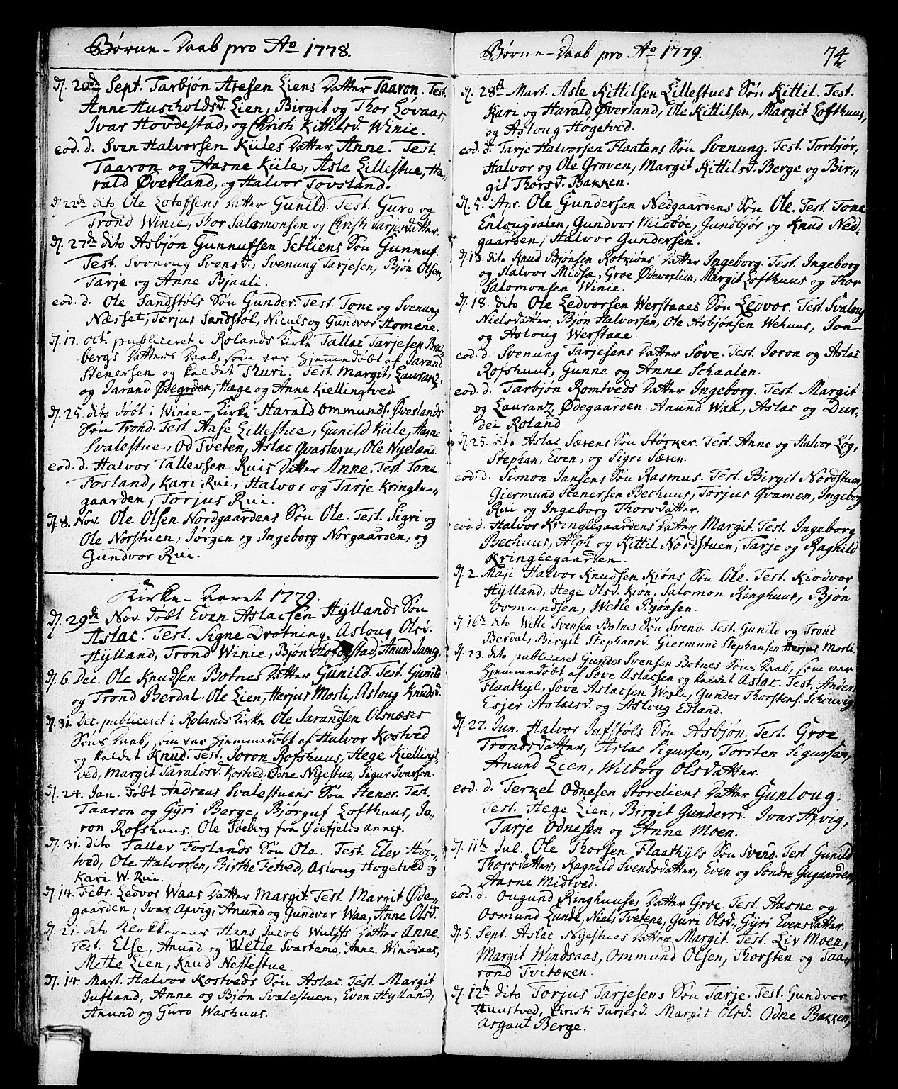 Vinje kirkebøker, AV/SAKO-A-312/F/Fa/L0002: Parish register (official) no. I 2, 1767-1814, p. 74