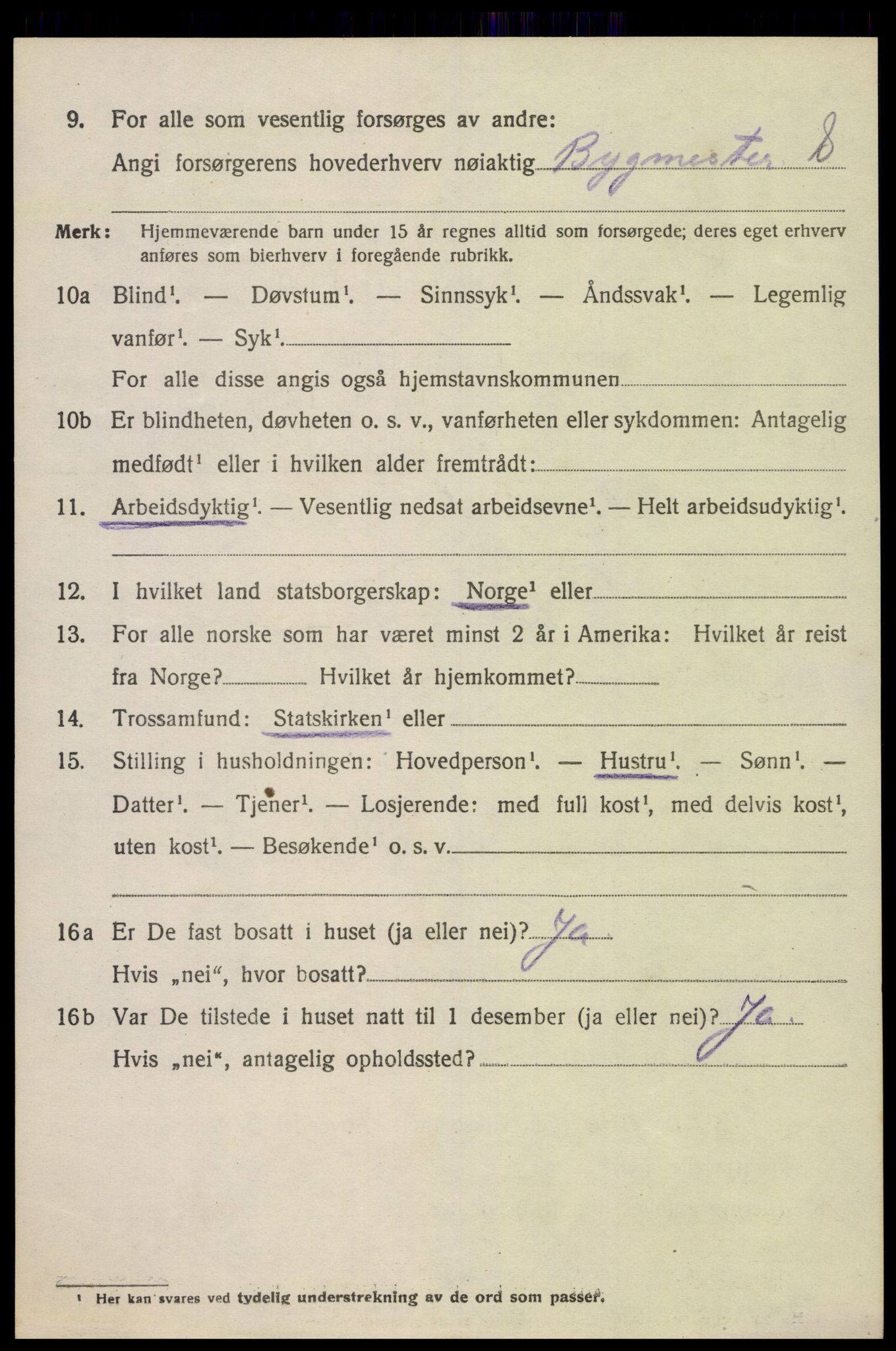 SAK, 1920 census for Oddernes, 1920, p. 4676