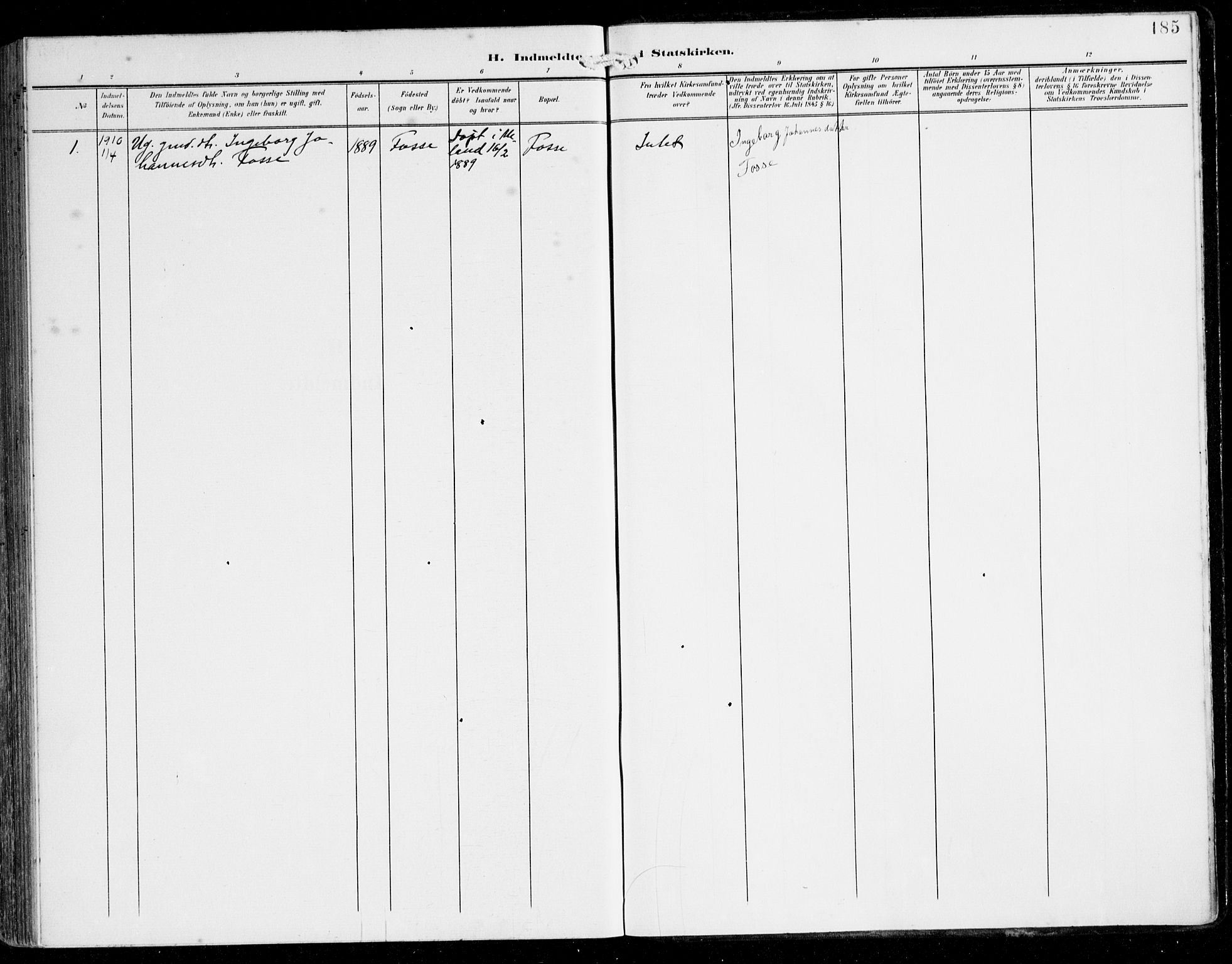 Alversund Sokneprestembete, SAB/A-73901/H/Ha/Haa/Haac/L0002: Parish register (official) no. C 2, 1901-1921, p. 185
