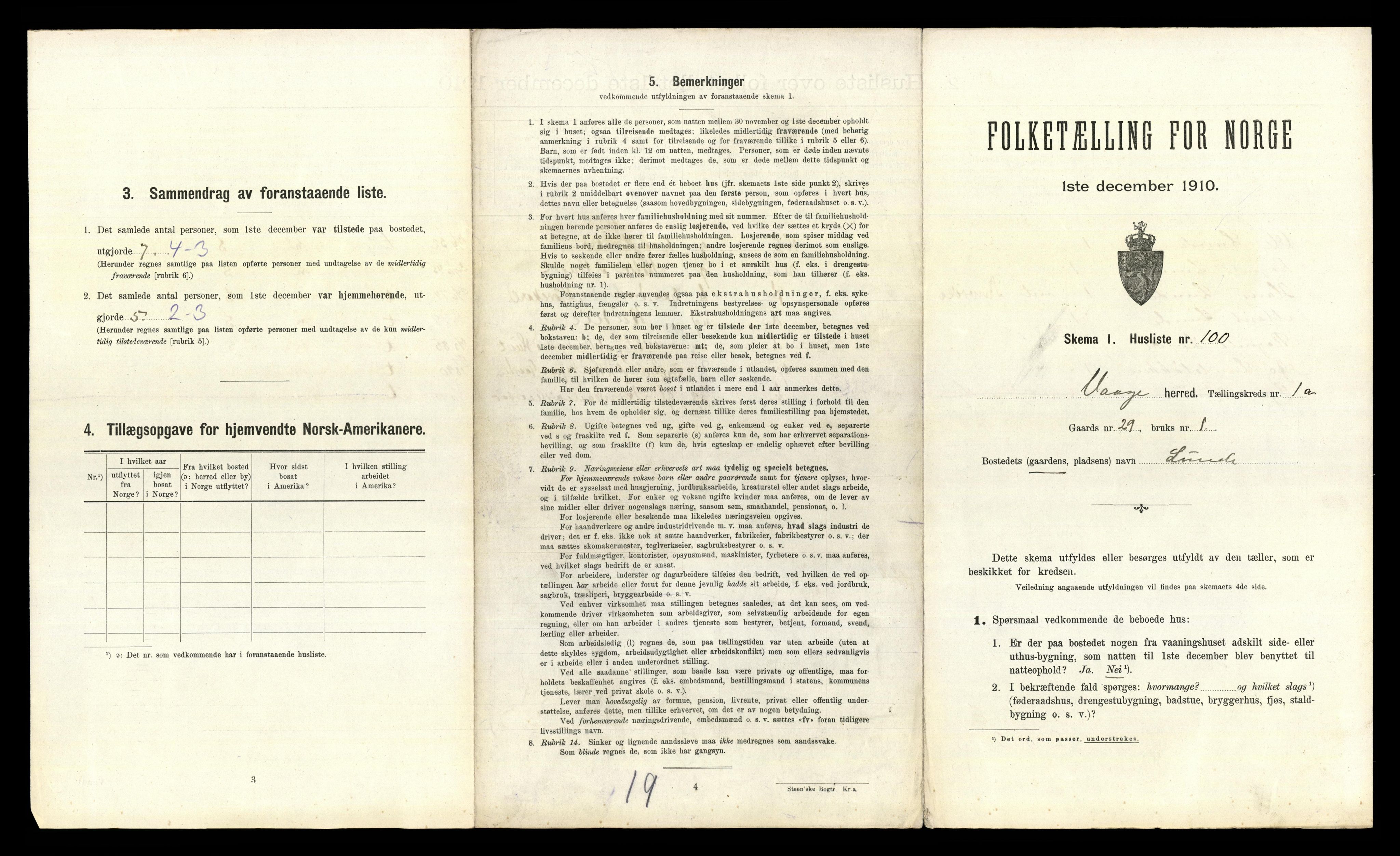 RA, 1910 census for Vågå, 1910, p. 227