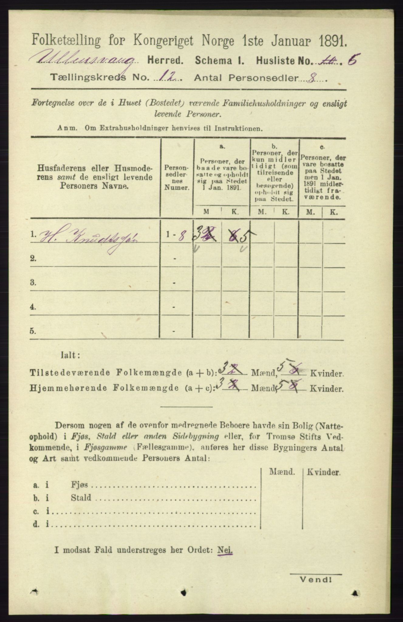 RA, 1891 census for 1230 Ullensvang, 1891, p. 4601