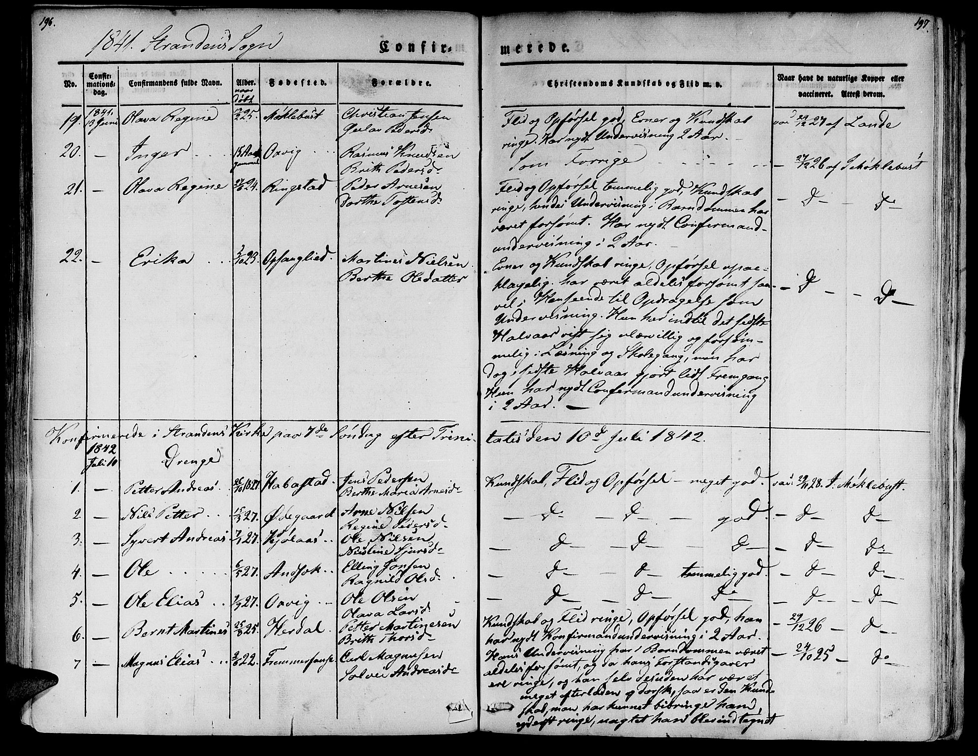 Ministerialprotokoller, klokkerbøker og fødselsregistre - Møre og Romsdal, SAT/A-1454/520/L0274: Parish register (official) no. 520A04, 1827-1864, p. 196-197