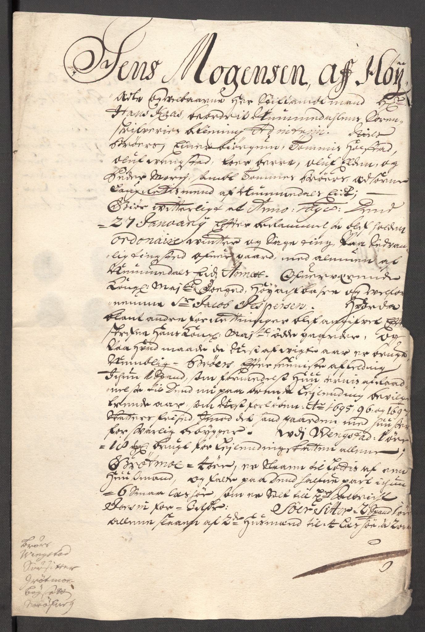 Rentekammeret inntil 1814, Reviderte regnskaper, Fogderegnskap, AV/RA-EA-4092/R64/L4425: Fogderegnskap Namdal, 1696-1698, p. 273