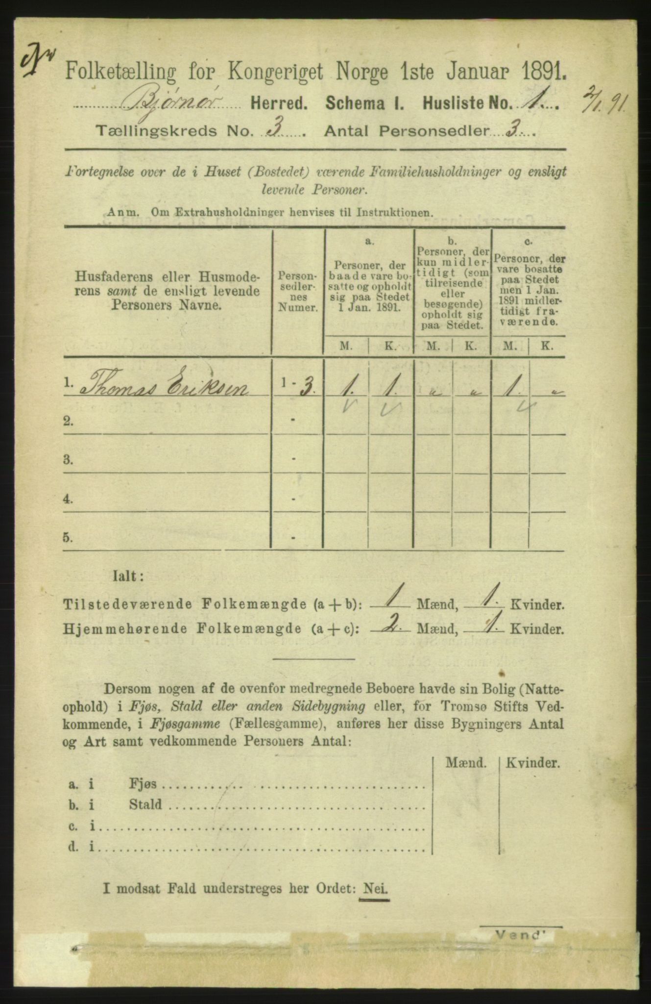 RA, 1891 census for 1632 Bjørnør, 1891, p. 1108