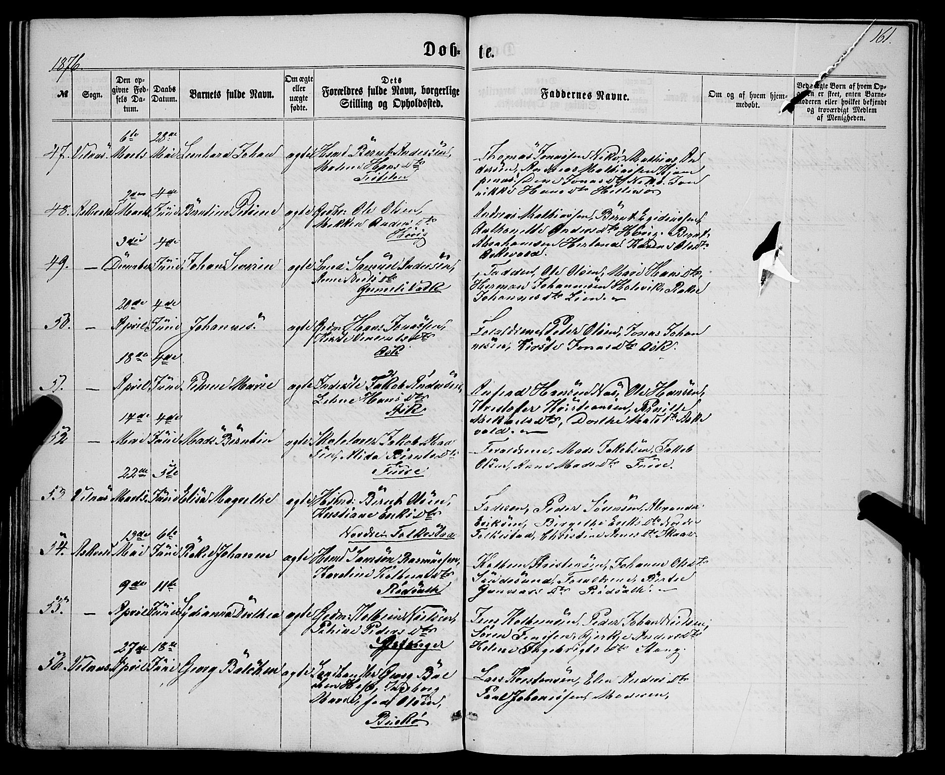 Askvoll sokneprestembete, SAB/A-79501/H/Haa/Haaa/L0012: Parish register (official) no. A 12, 1859-1878, p. 161