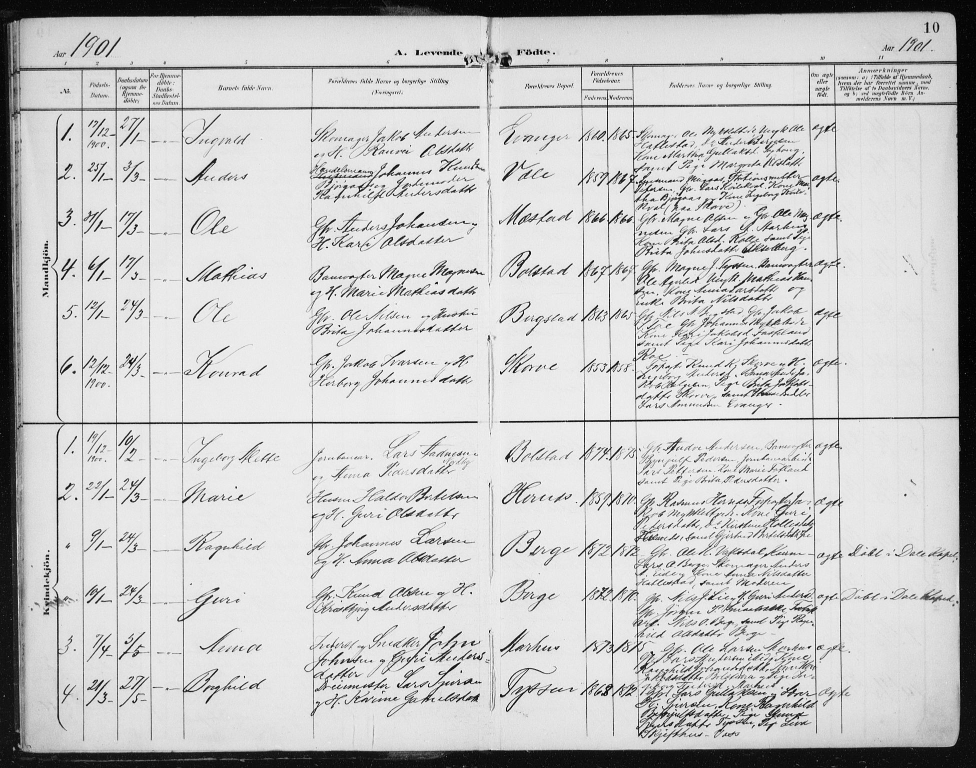 Evanger sokneprestembete, SAB/A-99924: Parish register (official) no. A  3, 1900-1930, p. 10