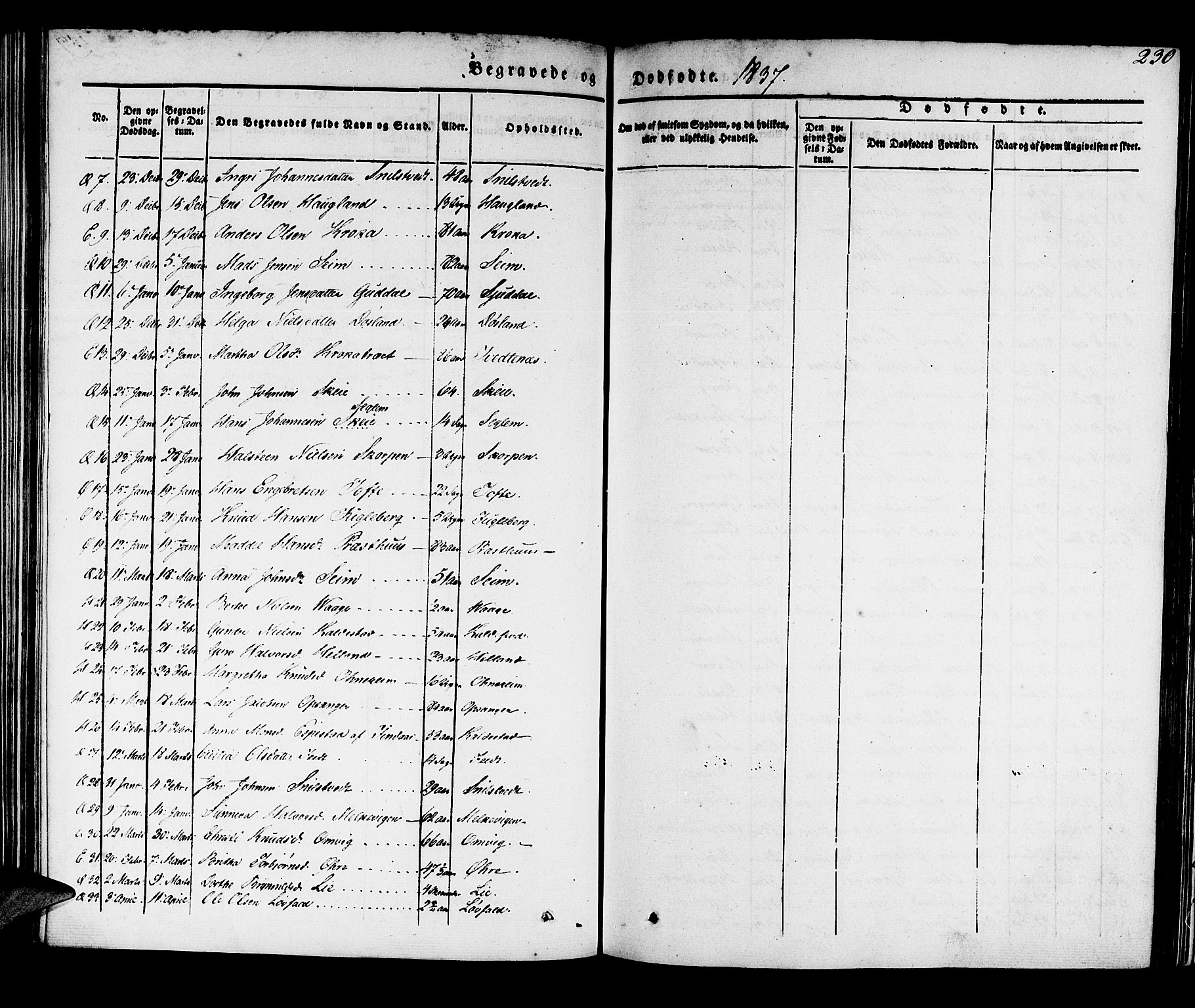 Kvinnherad sokneprestembete, SAB/A-76401/H/Haa: Parish register (official) no. A 6, 1835-1843, p. 230