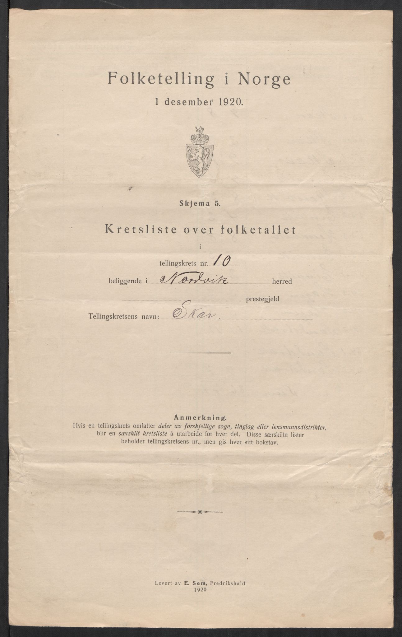 SAT, 1920 census for Nordvik, 1920, p. 33